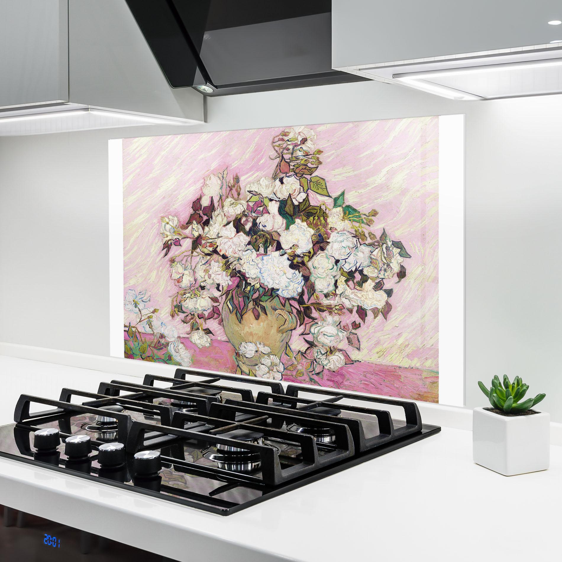 Küchenrückwand Glas Gogh Flower Painting mockup 6