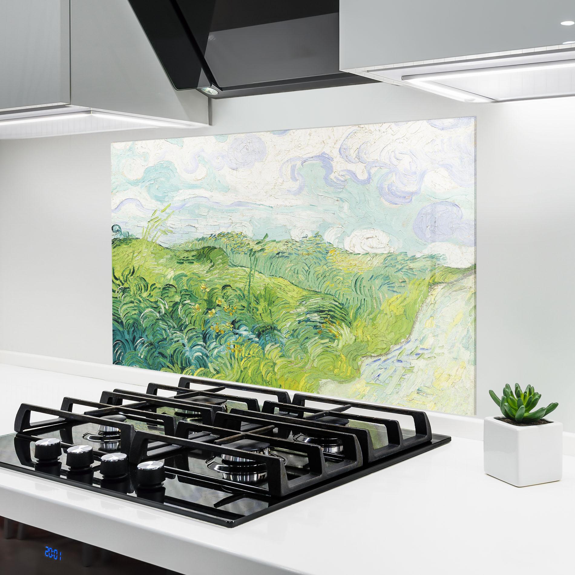 Küchenrückwand Glas Green Wheat Fields mockup 6