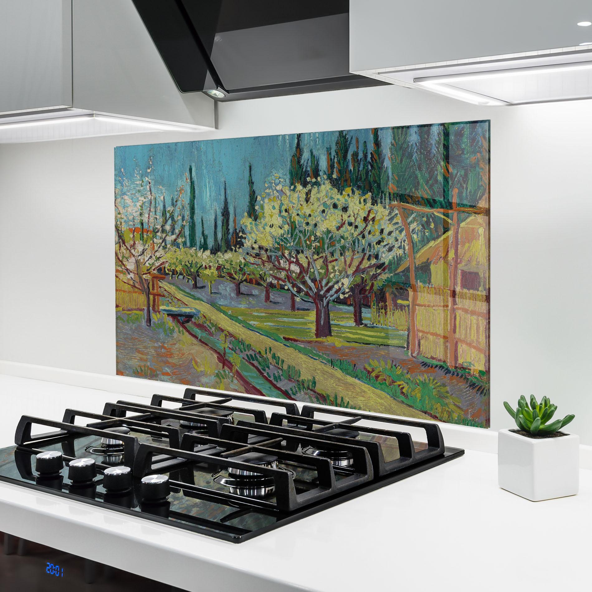 Küchenrückwand Glas Orchard Bordered Cypresse mockup 6