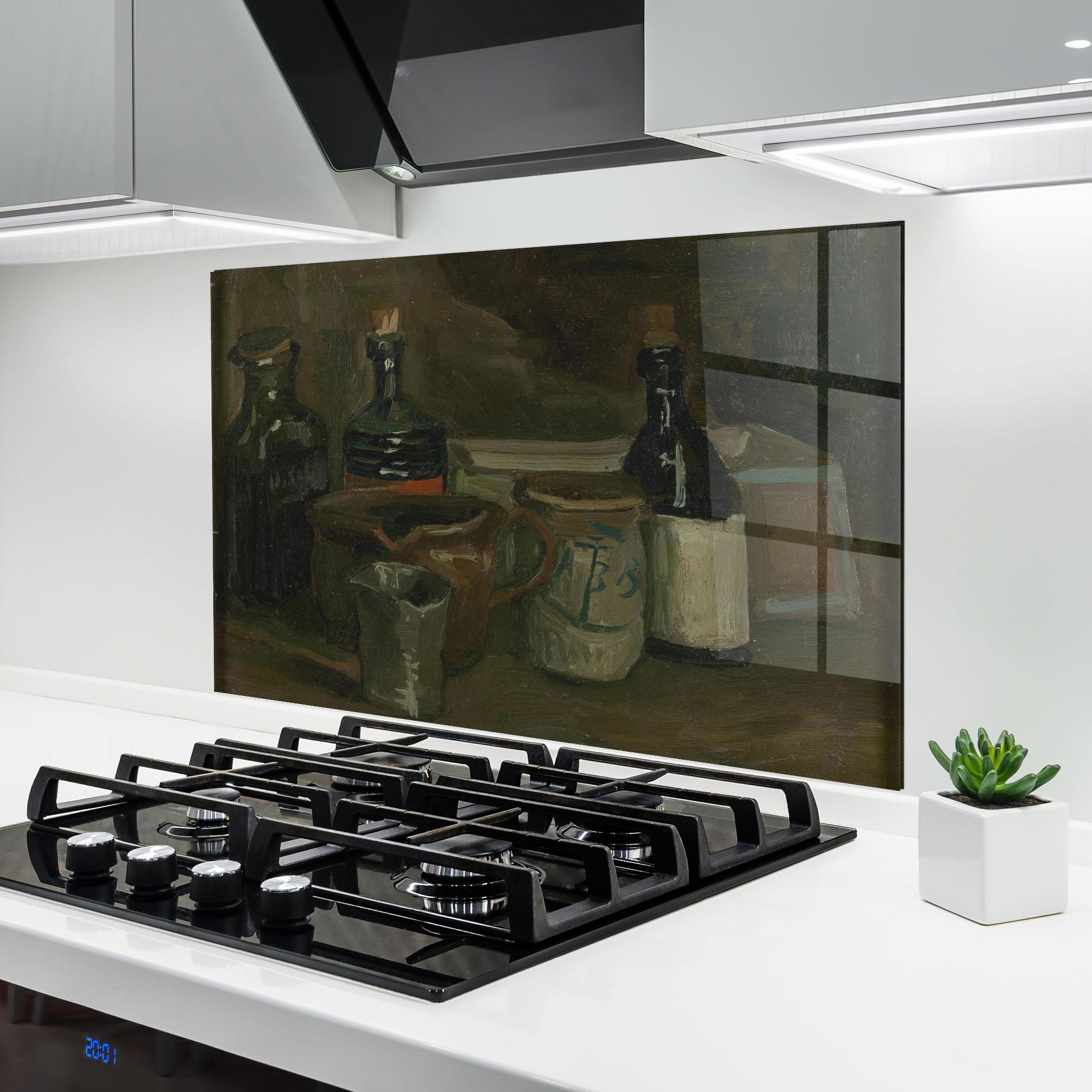 Küchenrückwand Glas Stilleven Met Flessen mockup 6