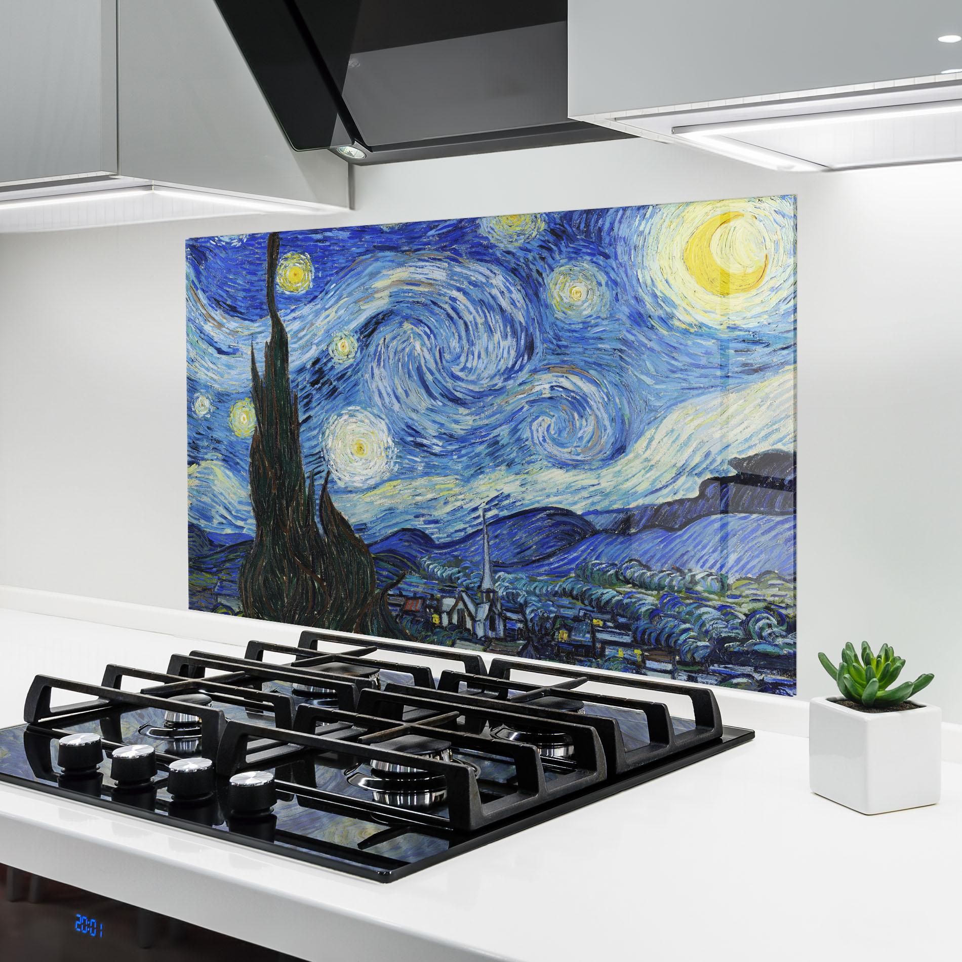 Küchenrückwand Glas The Starry Night mockup 6