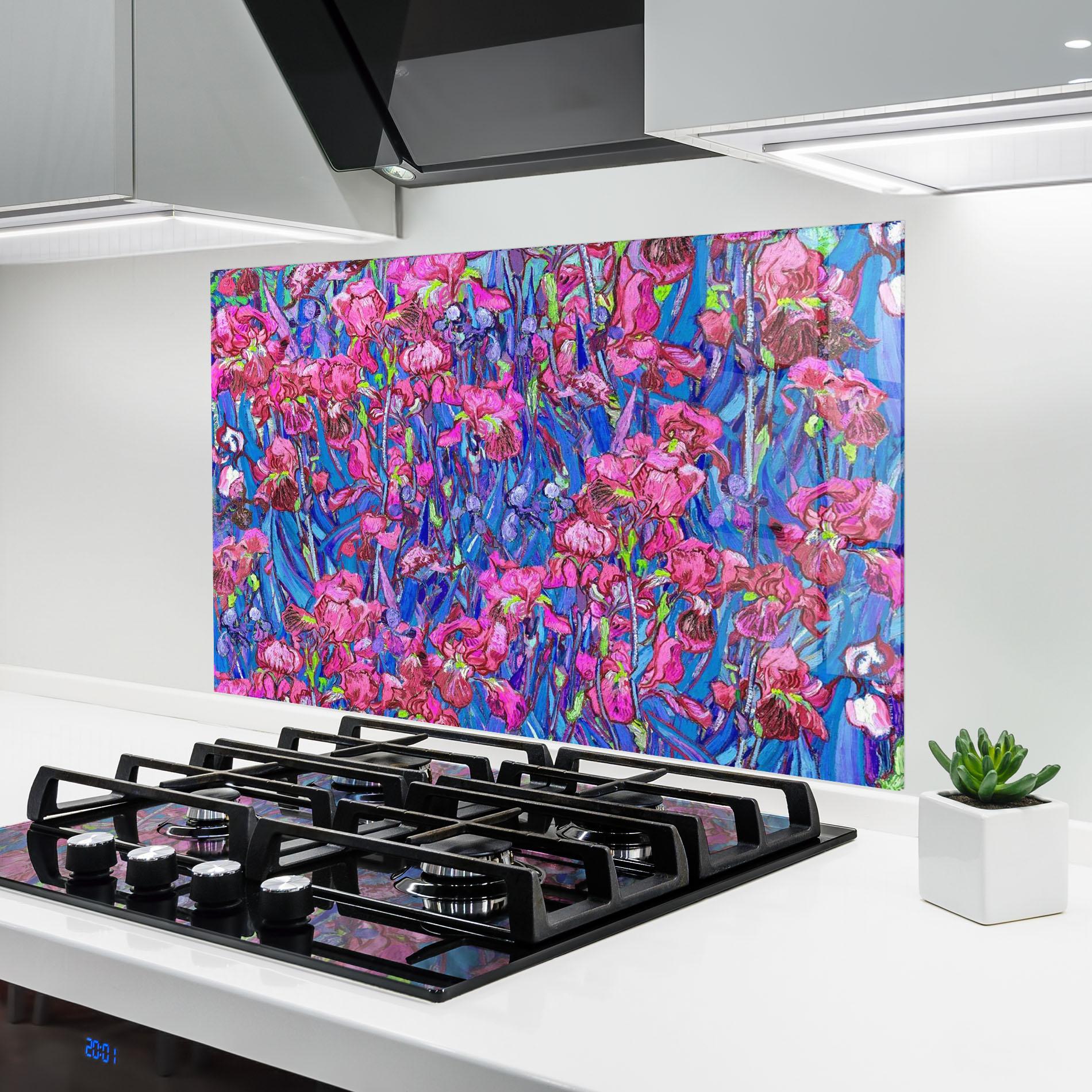 Küchenrückwand Glas Van Gogh Irises mockup 6