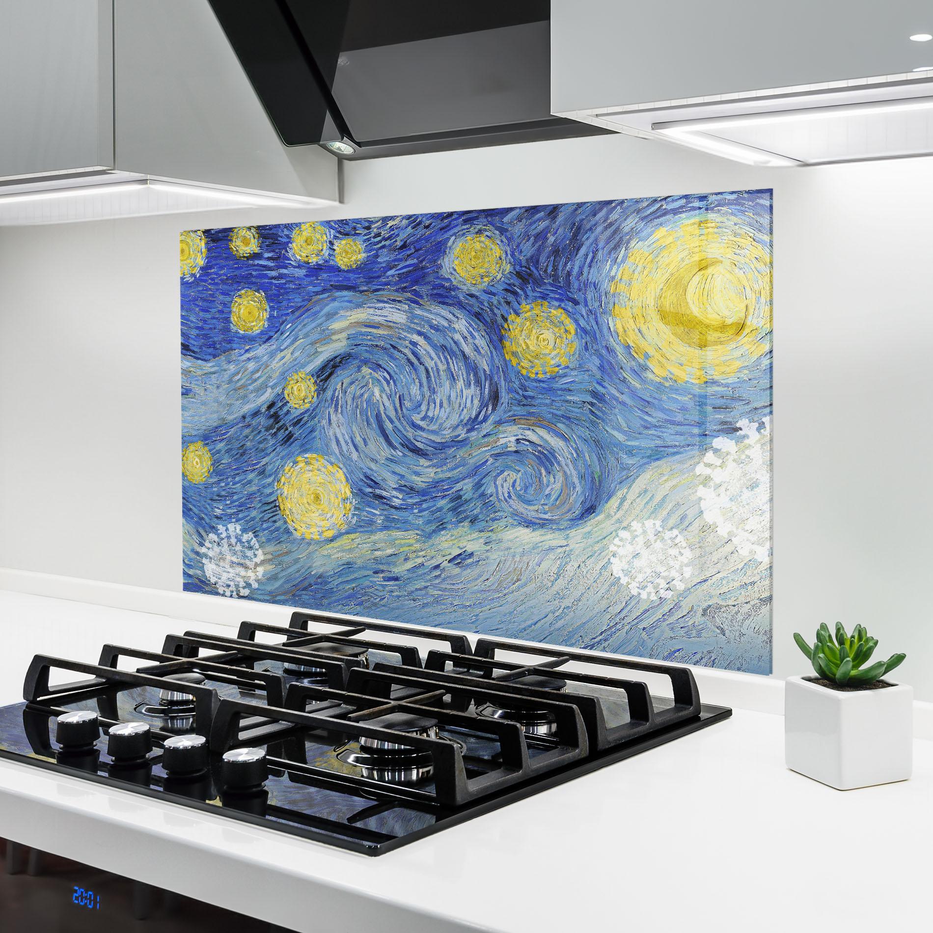 Küchenrückwand Glas Van Gogh Starry Night mockup 6