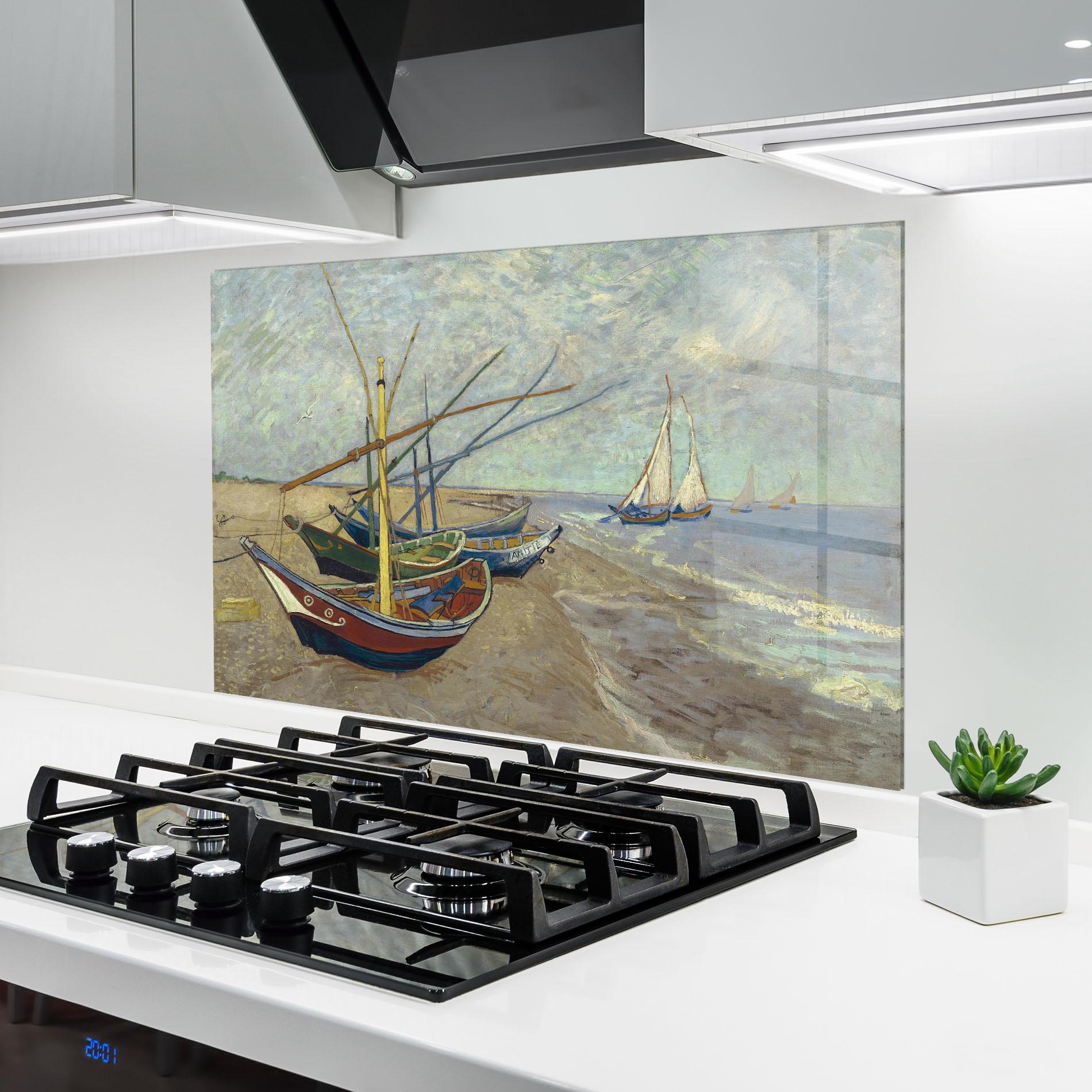 Küchenrückwand Glas Vissersboten Les Saintes Maries mockup 6