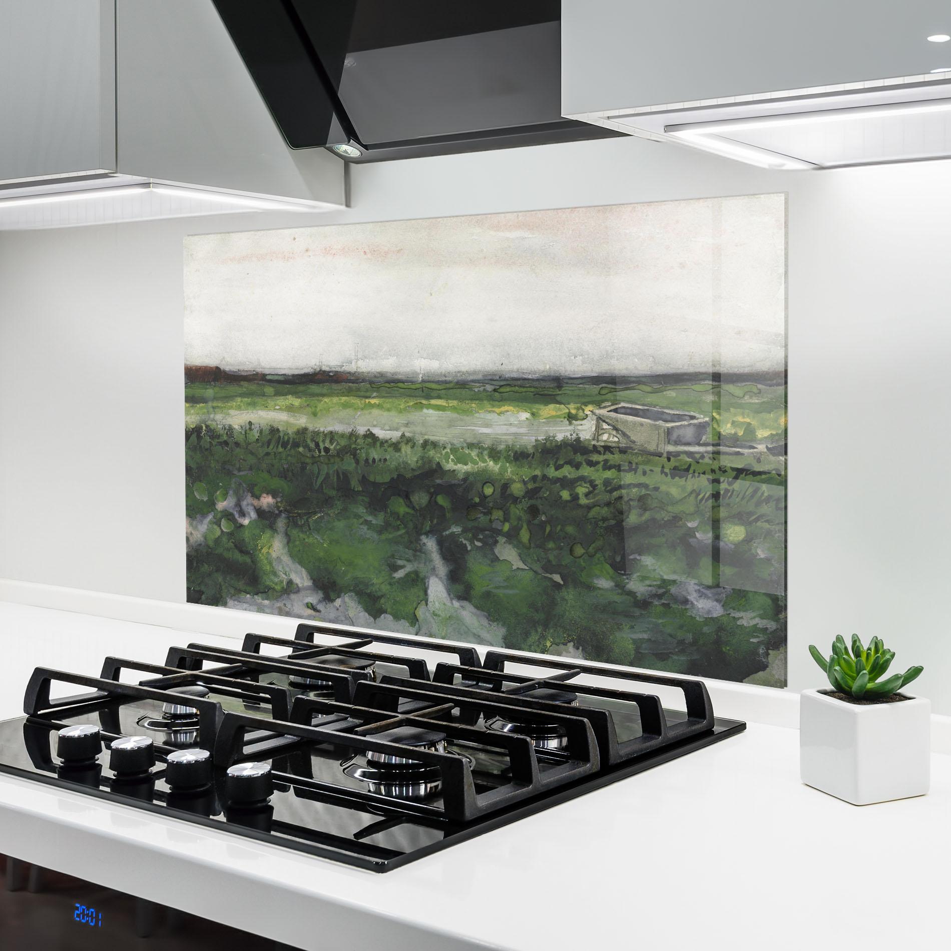 Küchenrückwand Glas Wheelbarrow mockup 6