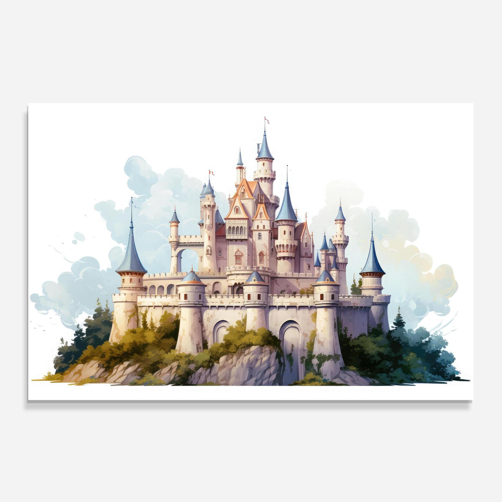 Küchenrückwand Glas Illustration Castle mockup 0