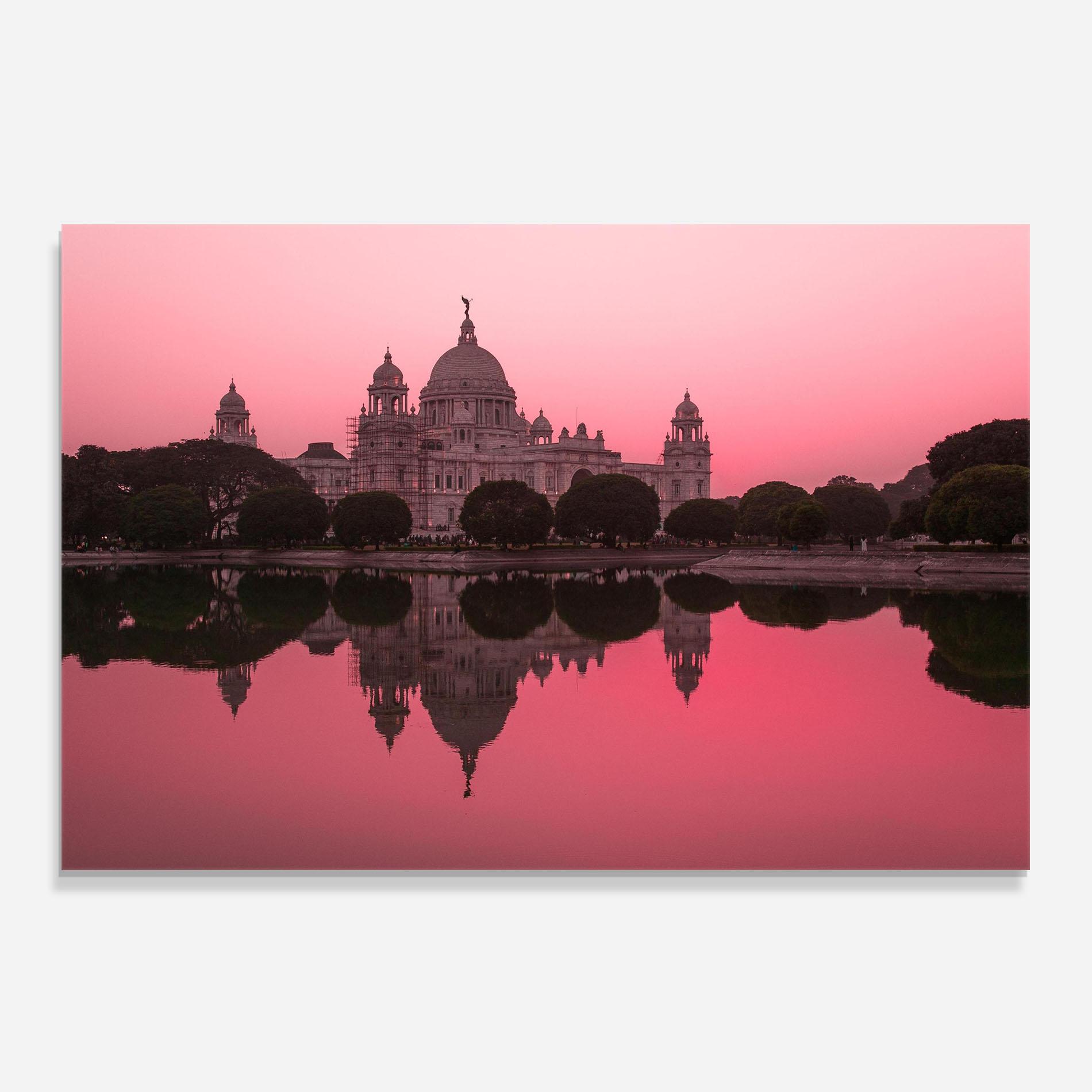 Küchenrückwand Glas Red Lake Reflection mockup 0