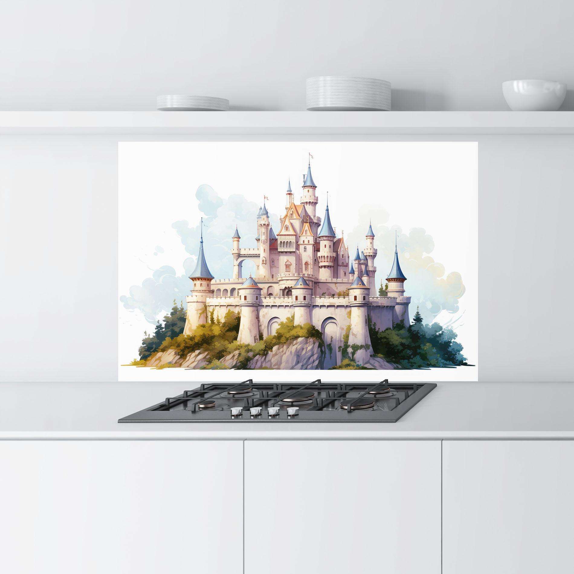 Küchenrückwand Glas Illustration Castle mockup 9