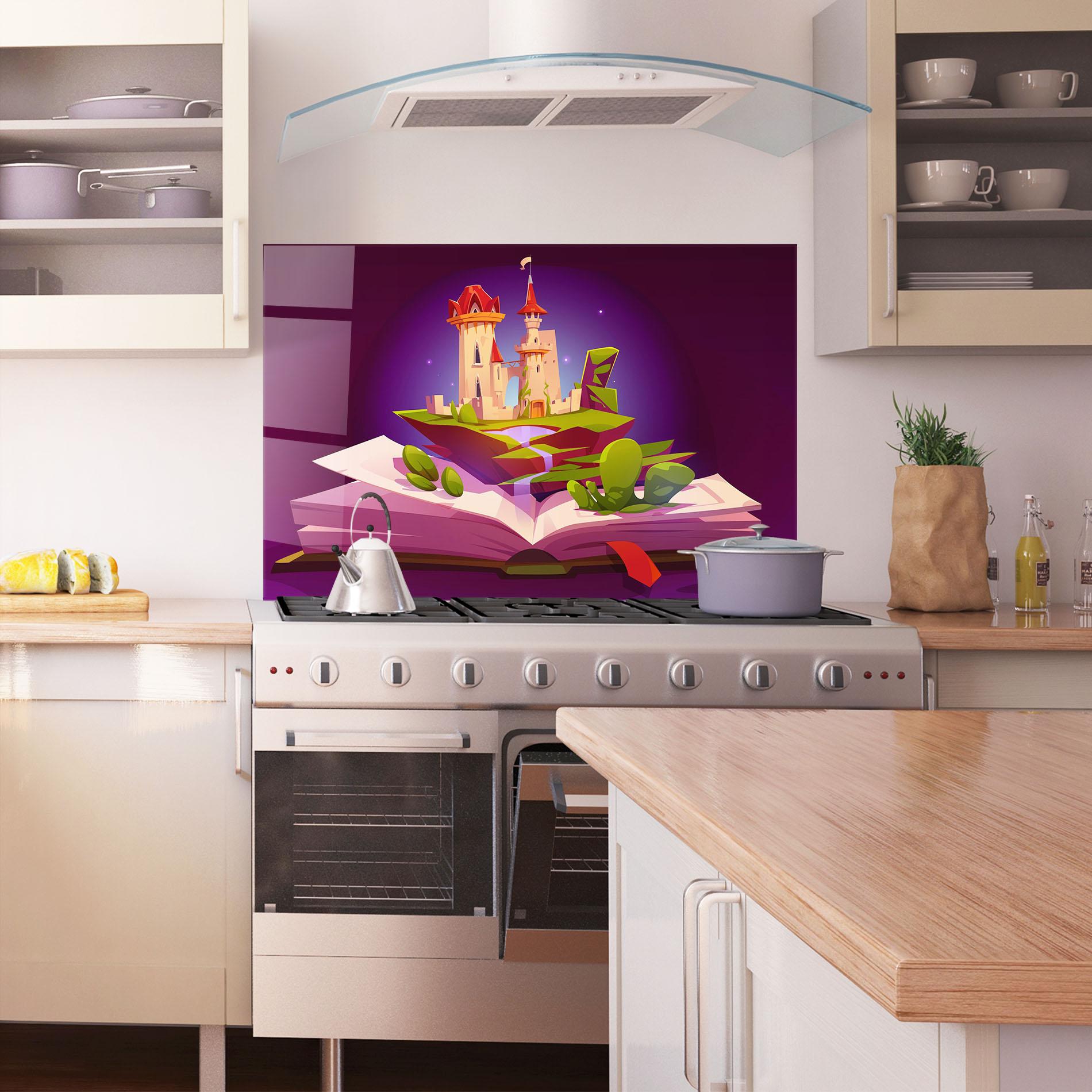 Küchenrückwand Glas Book Castle mockup 1