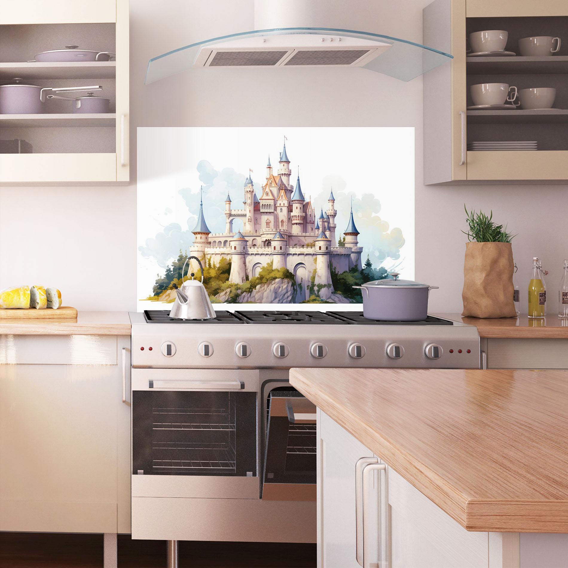 Küchenrückwand Glas Illustration Castle mockup 1