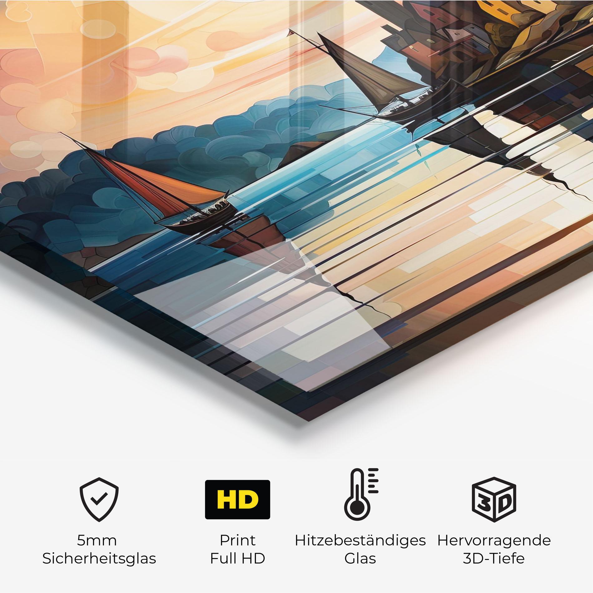 Küchenrückwand Glas Castle Painting mockup 2