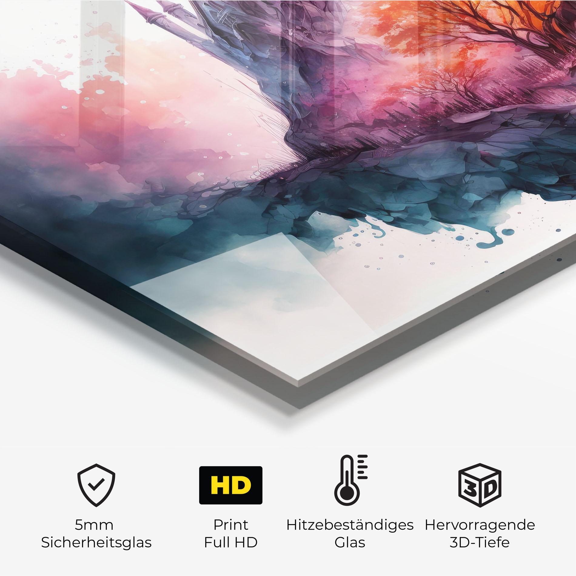 Küchenrückwand Glas Colorful Castle mockup 2