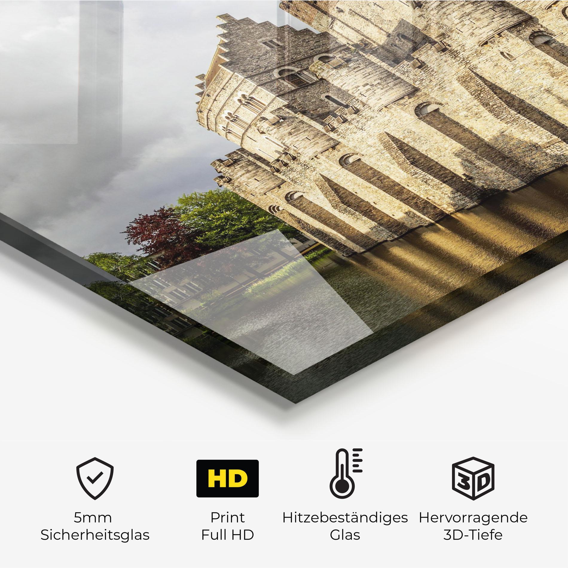 Küchenrückwand Glas Medieval Castle Belgium mockup 2