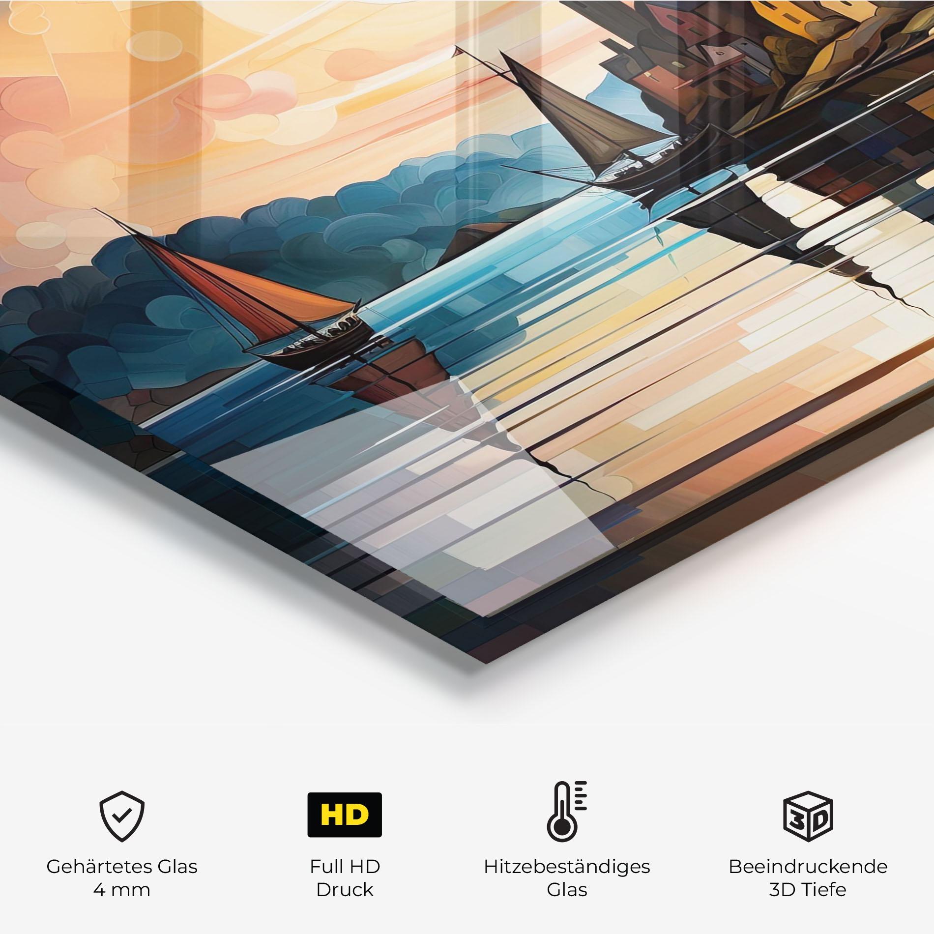 Küchenrückwand Glas Castle Painting mockup 2