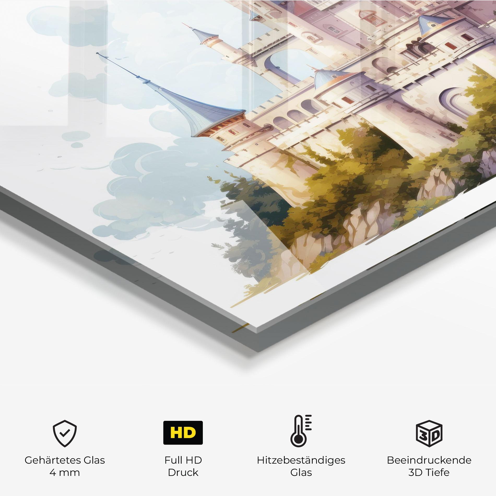 Küchenrückwand Glas Illustration Castle mockup 2