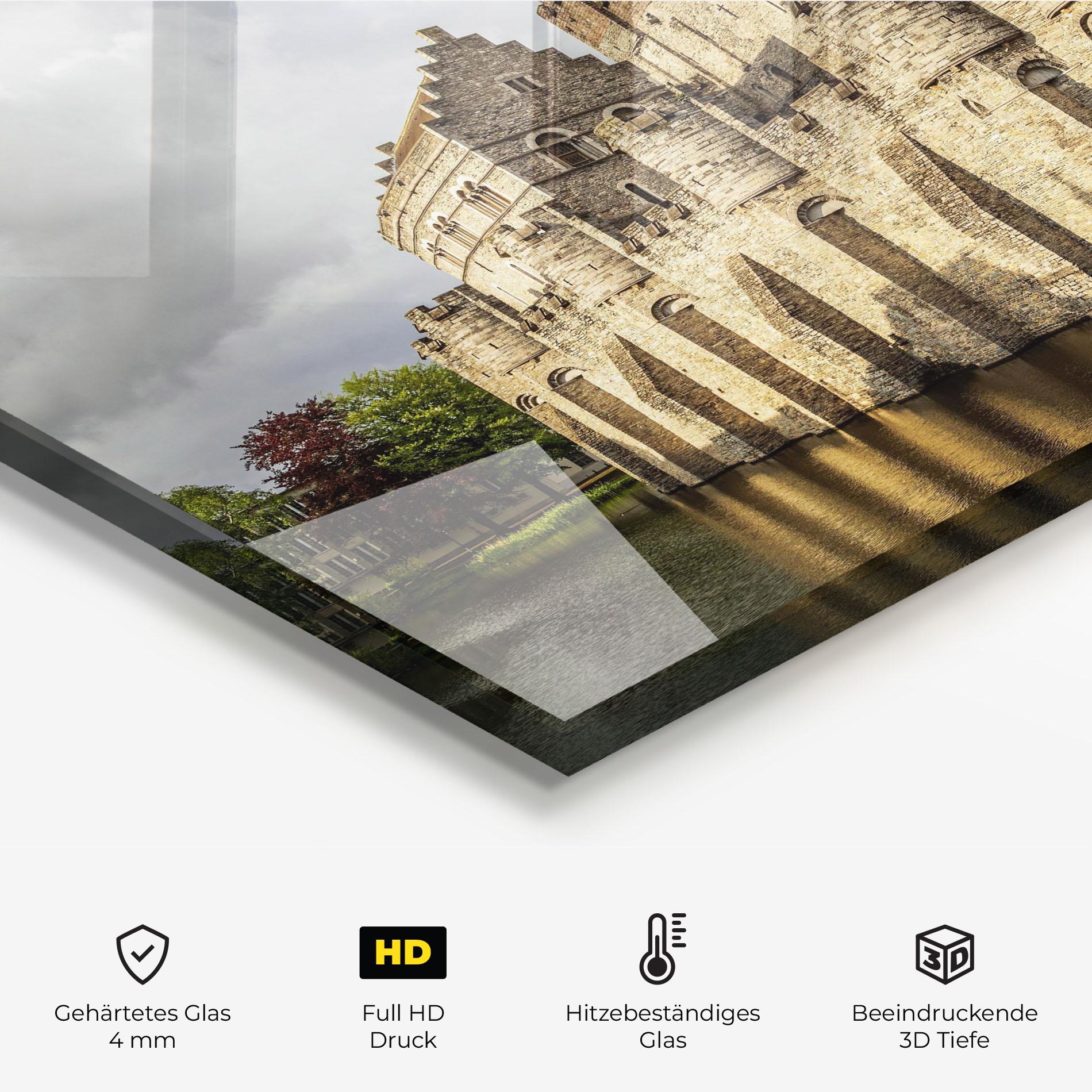 Küchenrückwand Glas Medieval Castle Belgium mockup 2