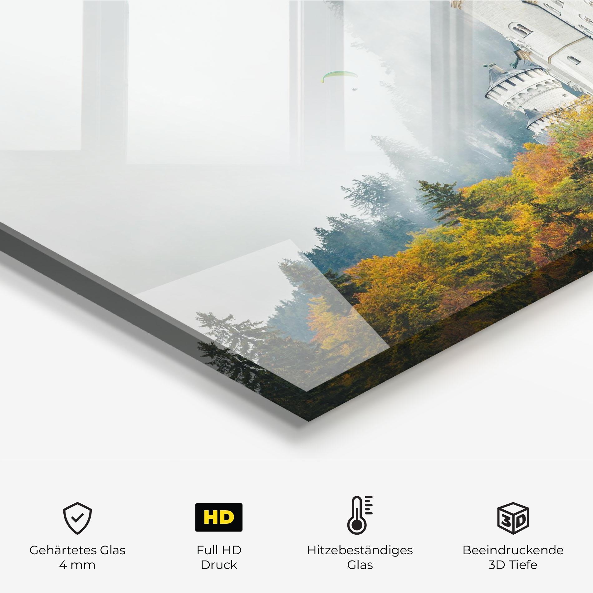 Küchenrückwand Glas Neuschwanstein Castle Foggy mockup 2