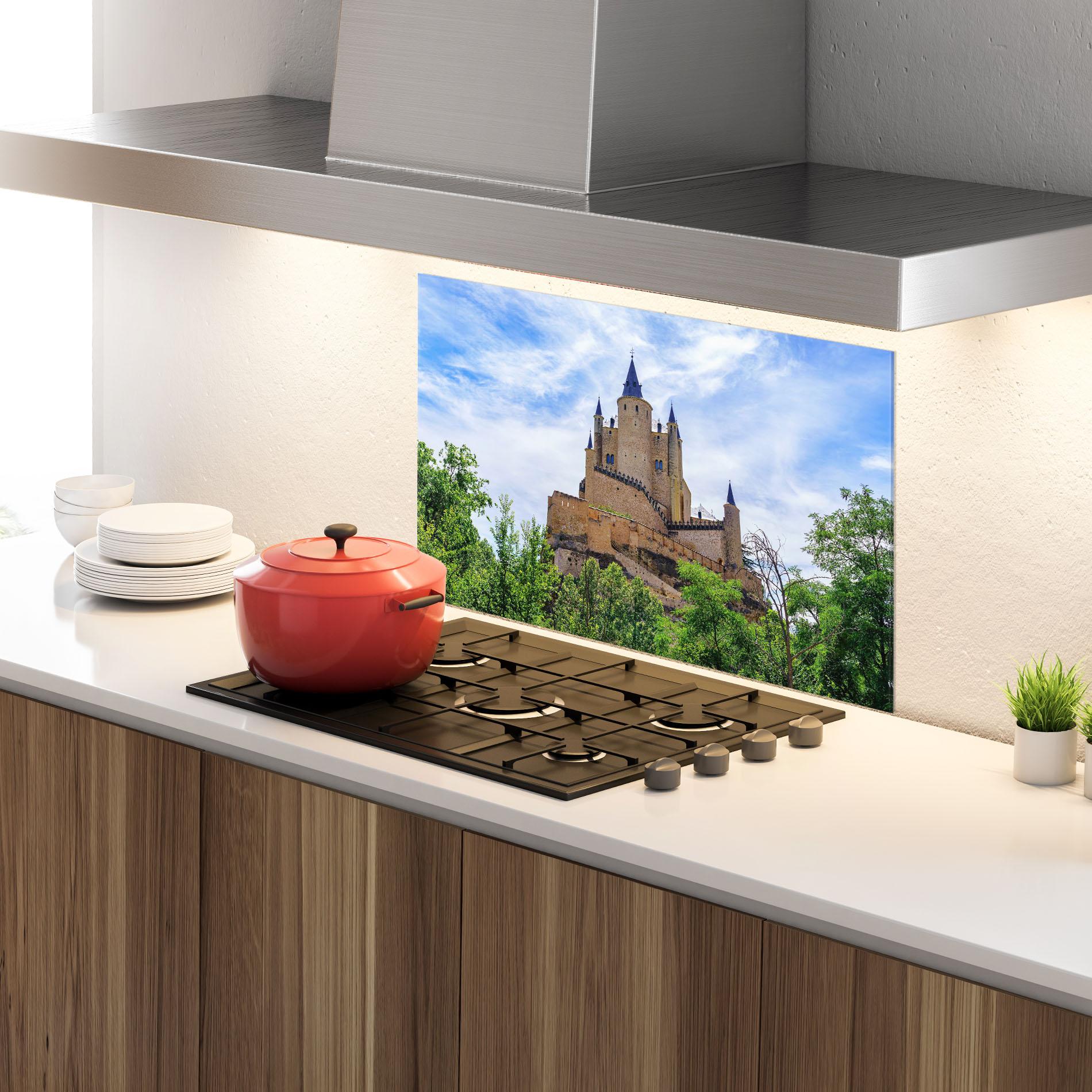 Küchenrückwand Glas Castle Alcazar mockup 4