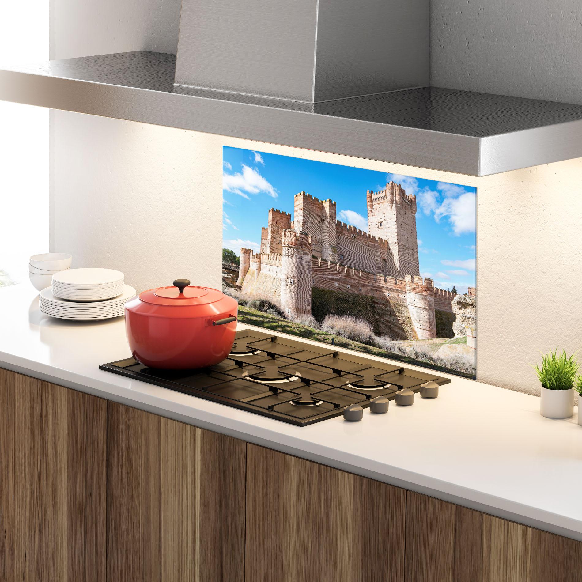 Küchenrückwand Glas Castle La Mota mockup 4