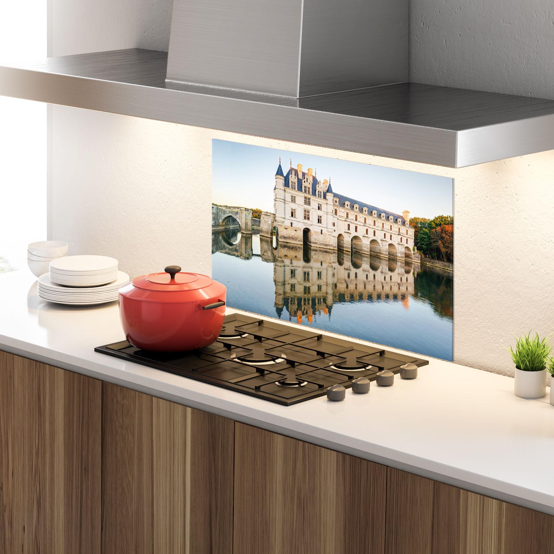 Küchenrückwand Glas Chateau Chenonceau Castle mockup 4
