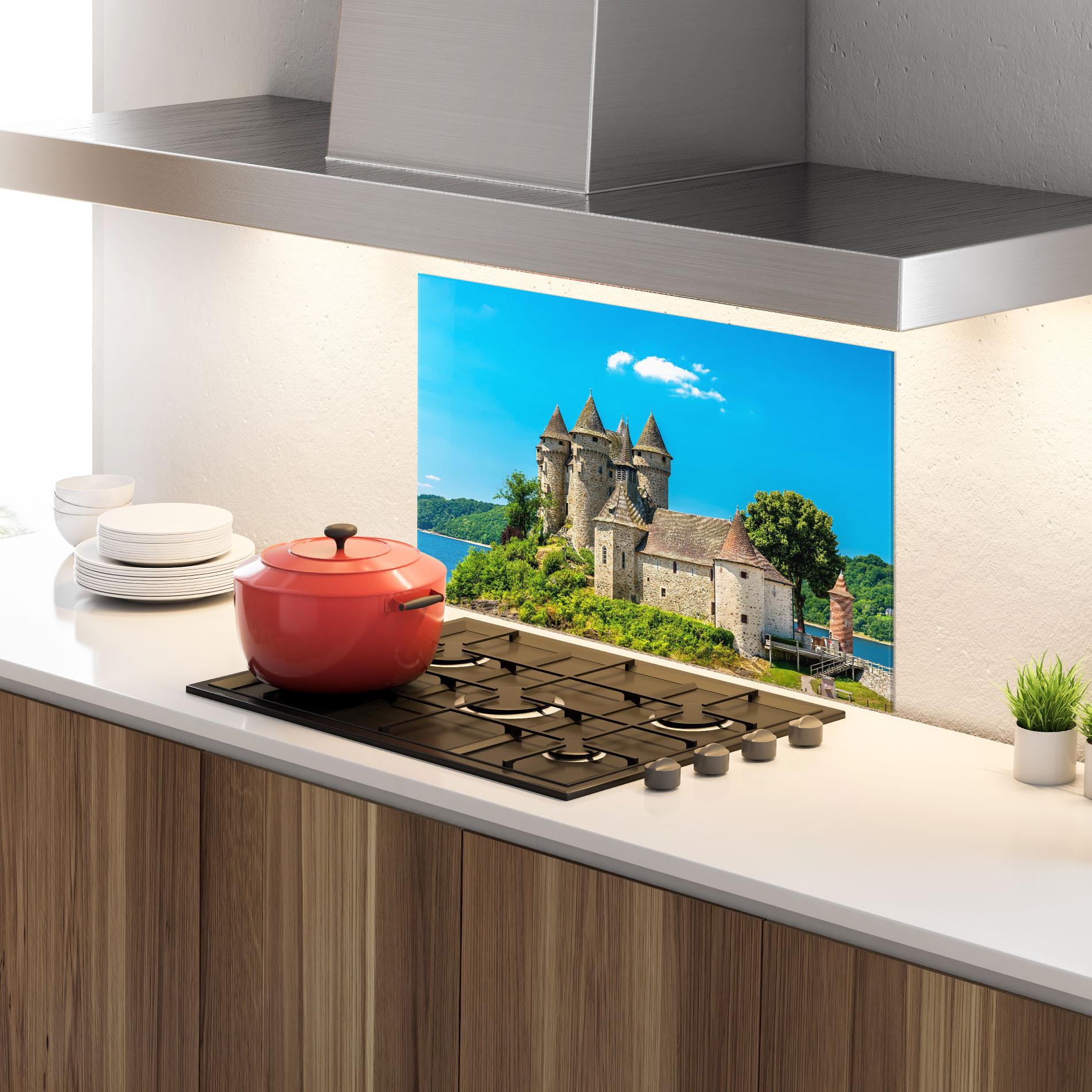 Küchenrückwand Glas Medieval Castle France mockup 4