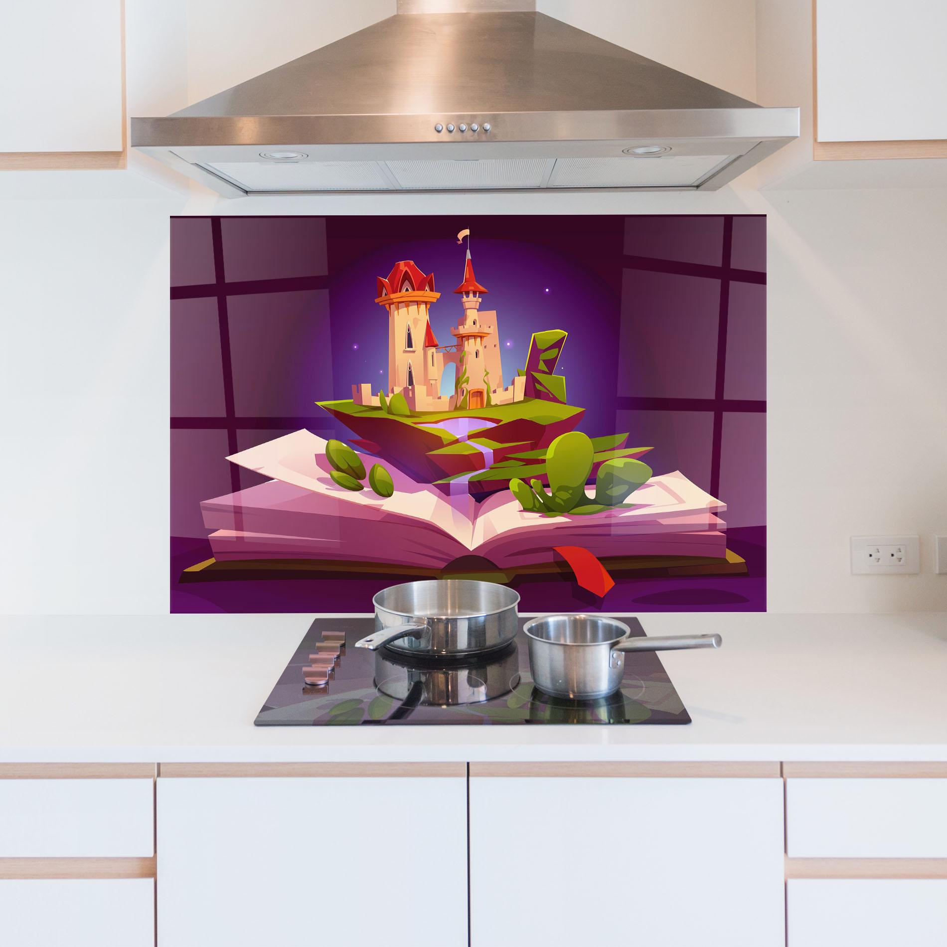 Küchenrückwand Glas Book Castle mockup 5