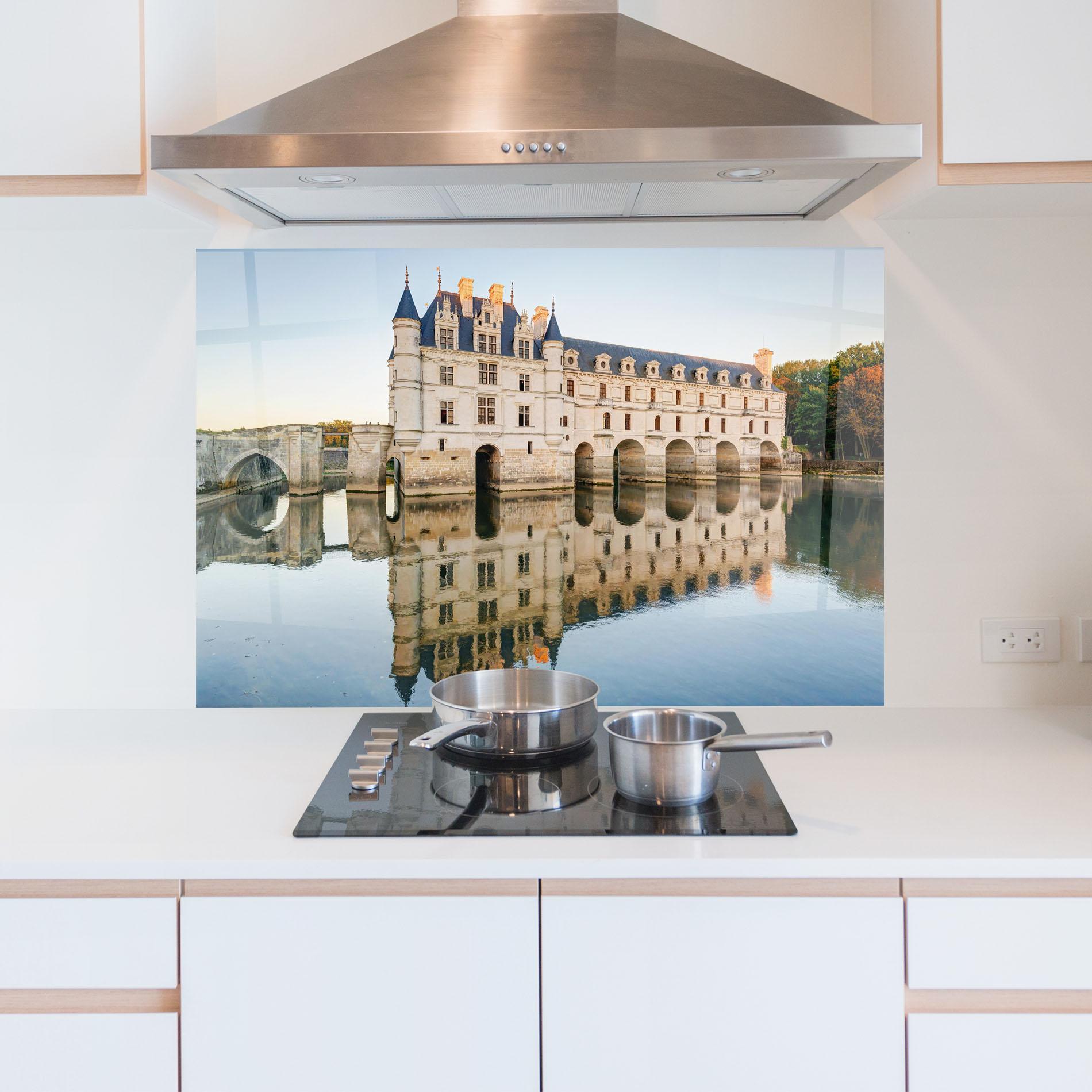 Küchenrückwand Glas Chateau Chenonceau Castle mockup 5