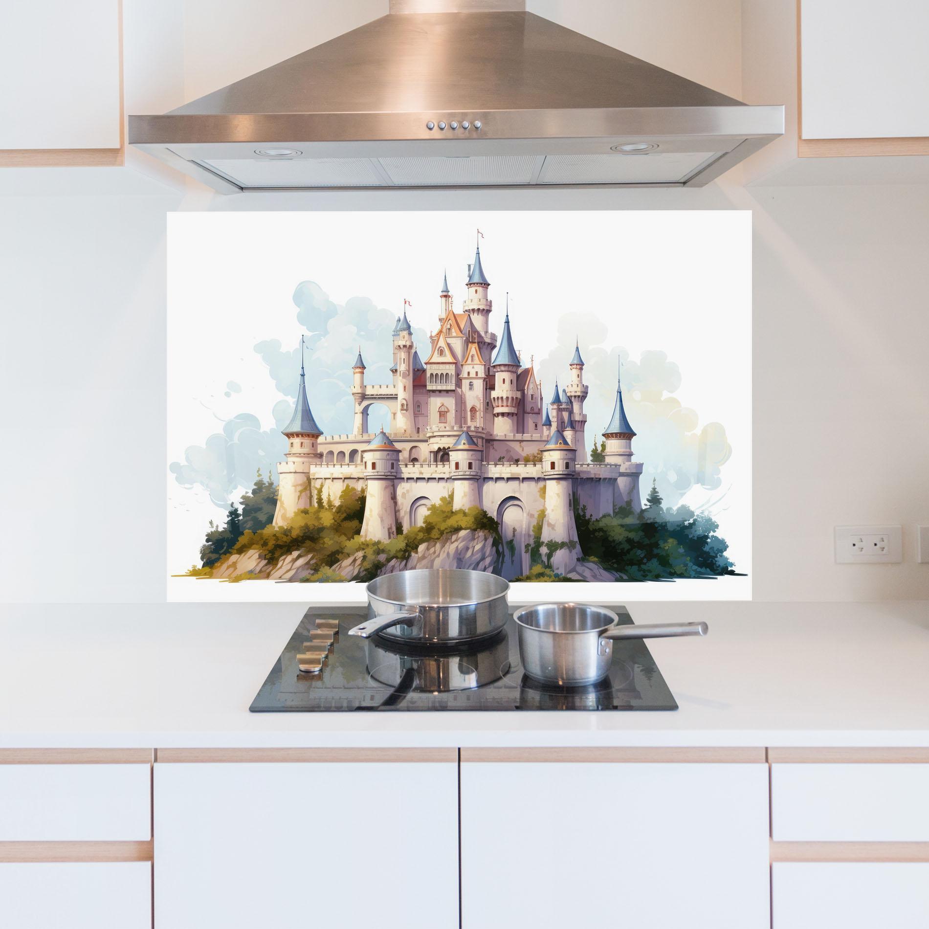Küchenrückwand Glas Illustration Castle mockup 5