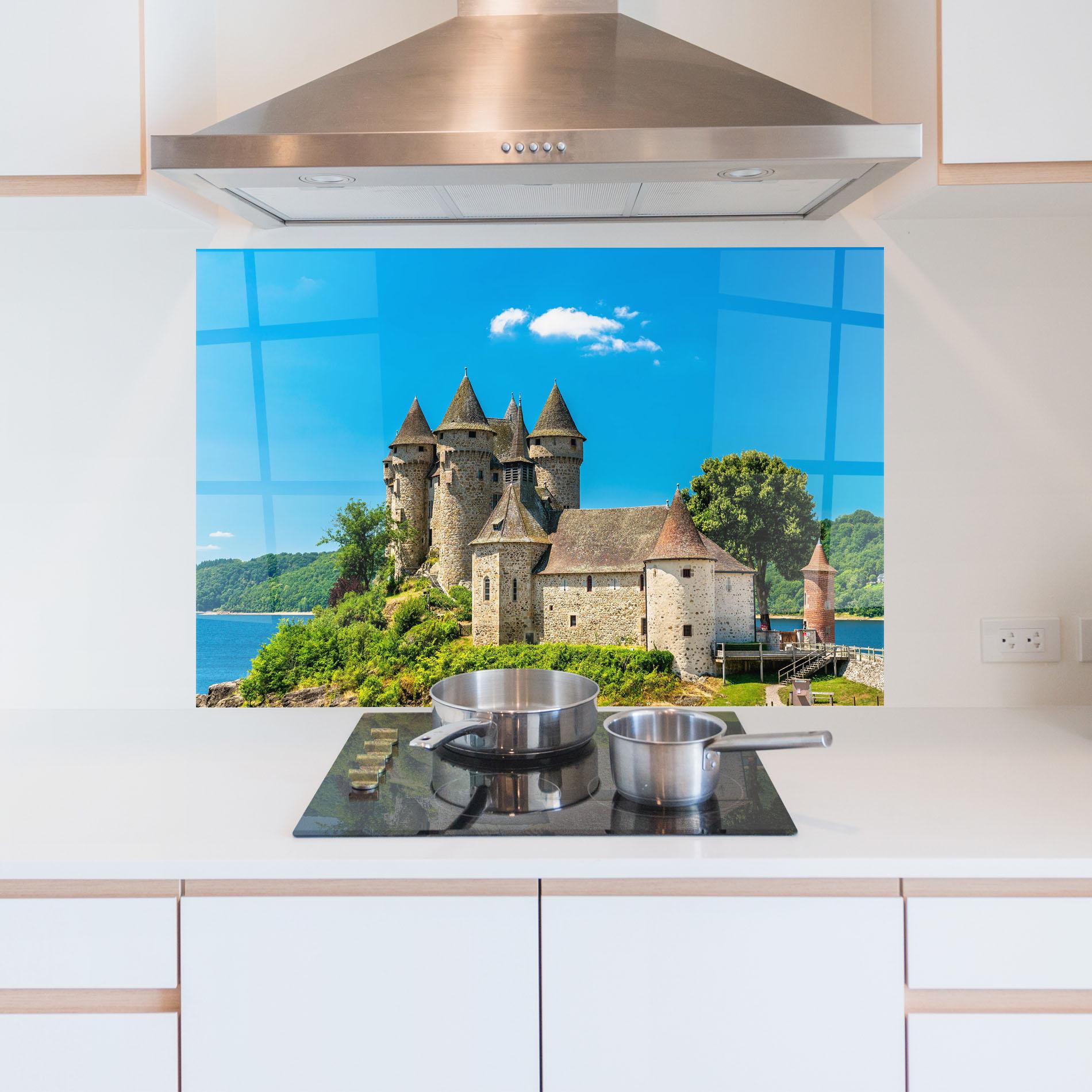 Küchenrückwand Glas Medieval Castle France mockup 5
