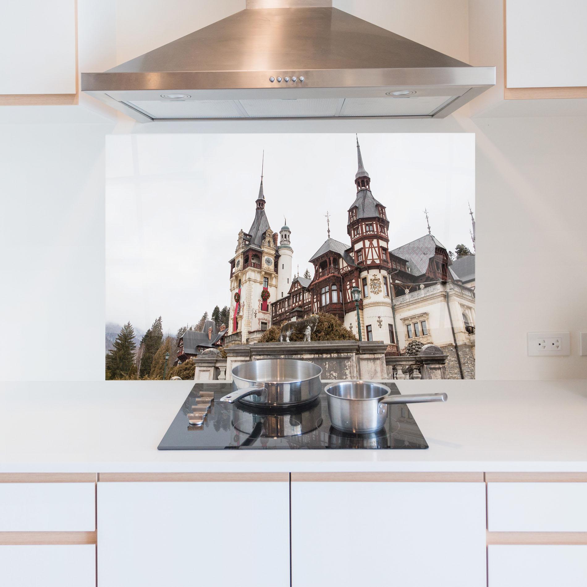 Küchenrückwand Glas Medieval Castle Sinaia mockup 5