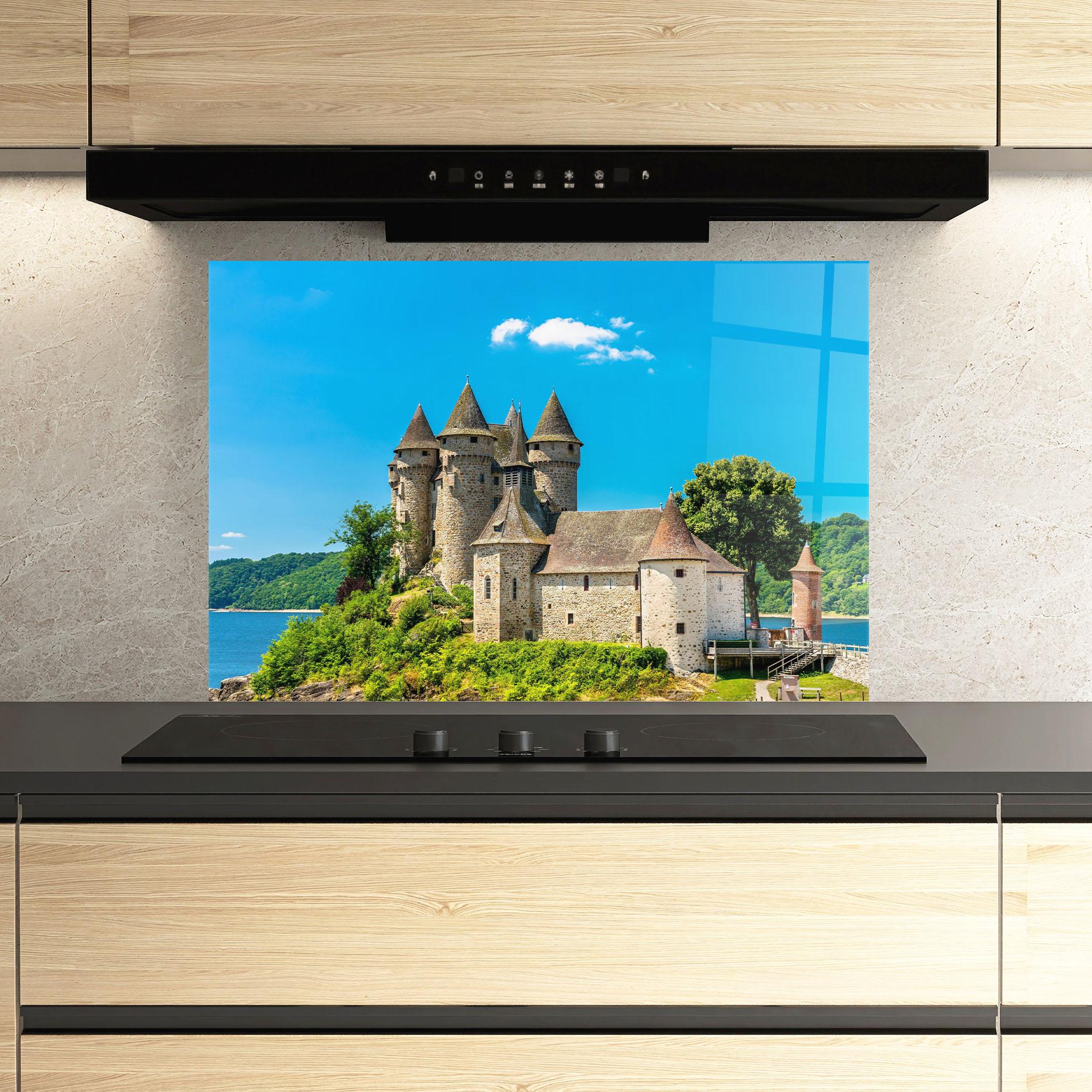 Küchenrückwand Glas Medieval Castle France mockup 3