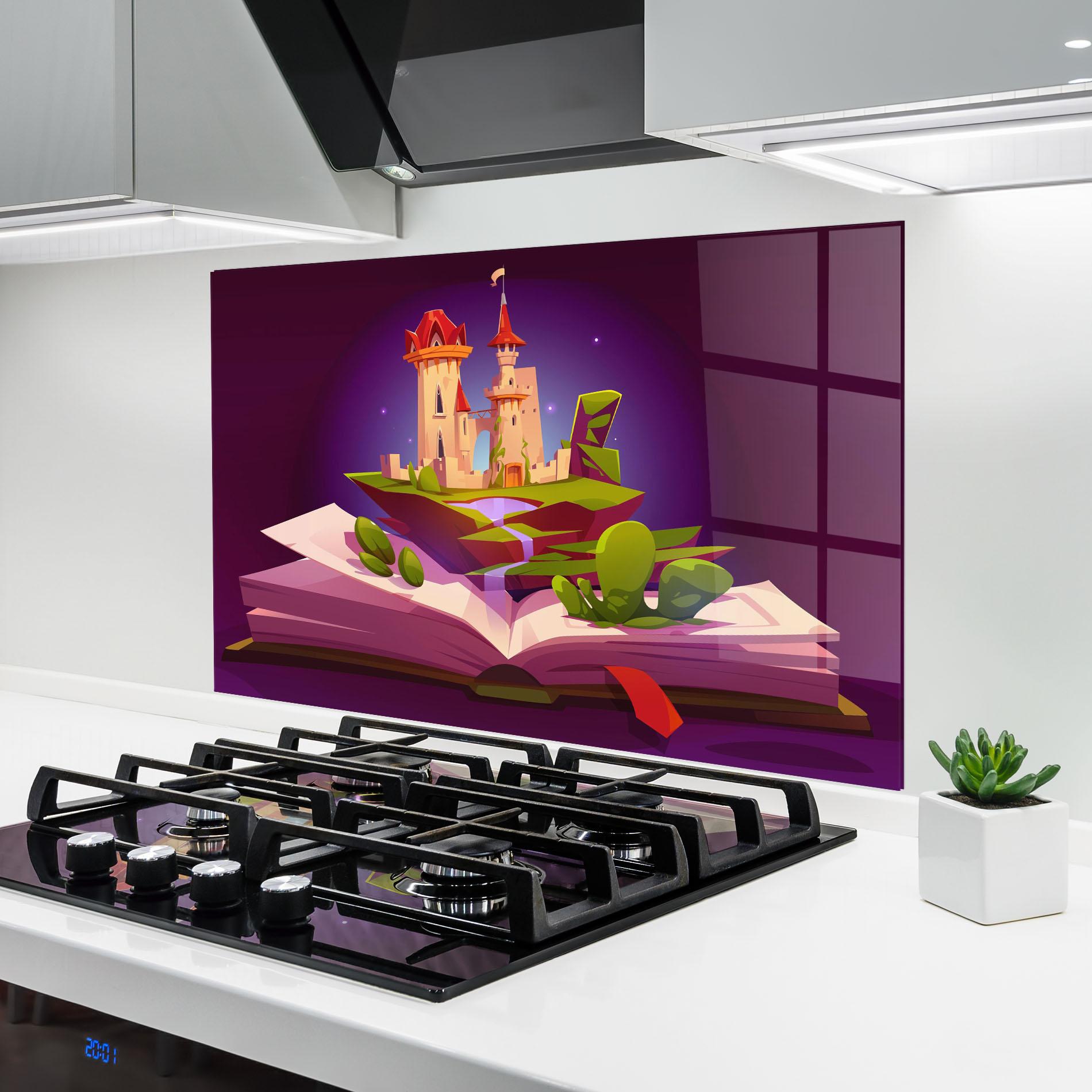 Küchenrückwand Glas Book Castle mockup 6