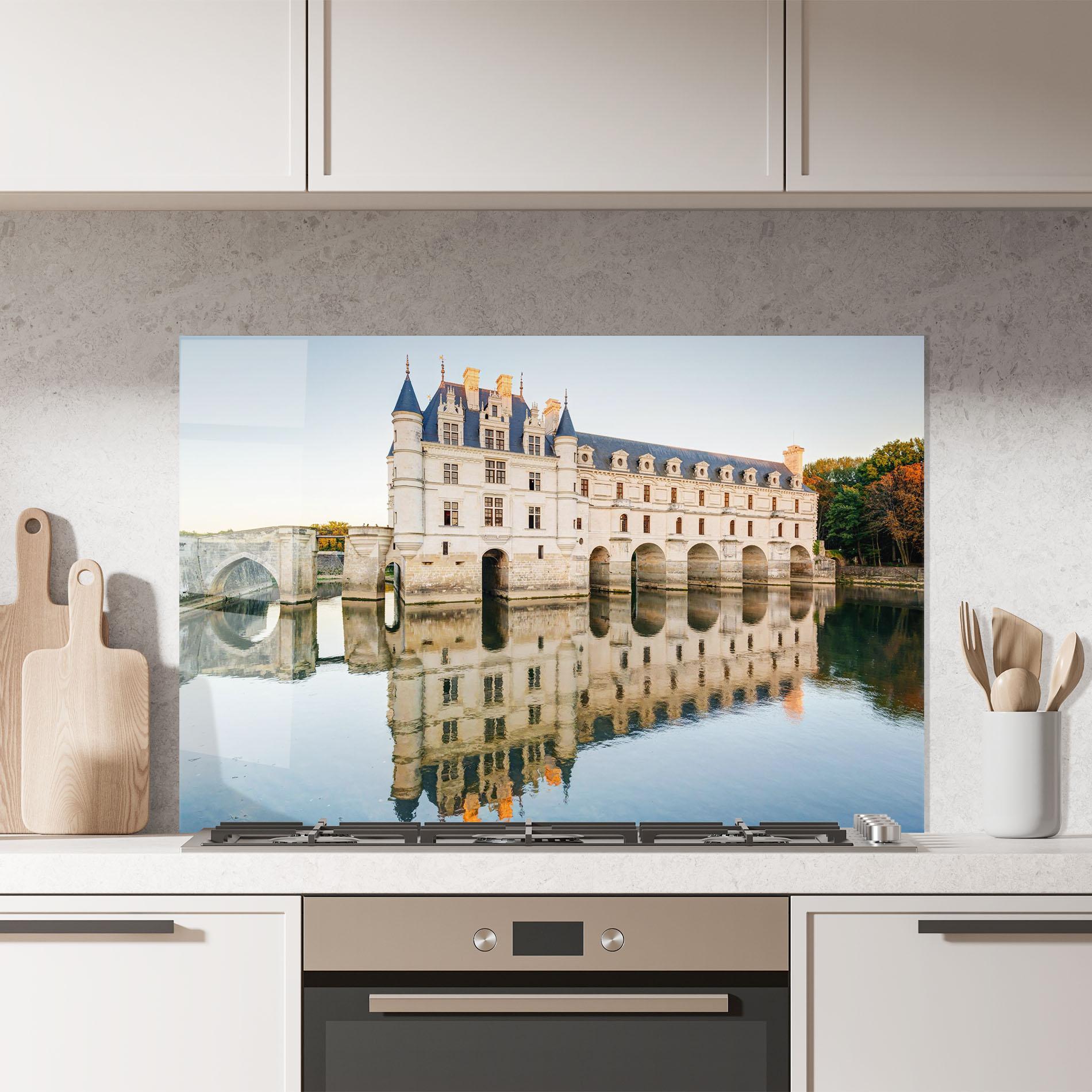 Küchenrückwand Glas Chateau Chenonceau Castle mockup 7