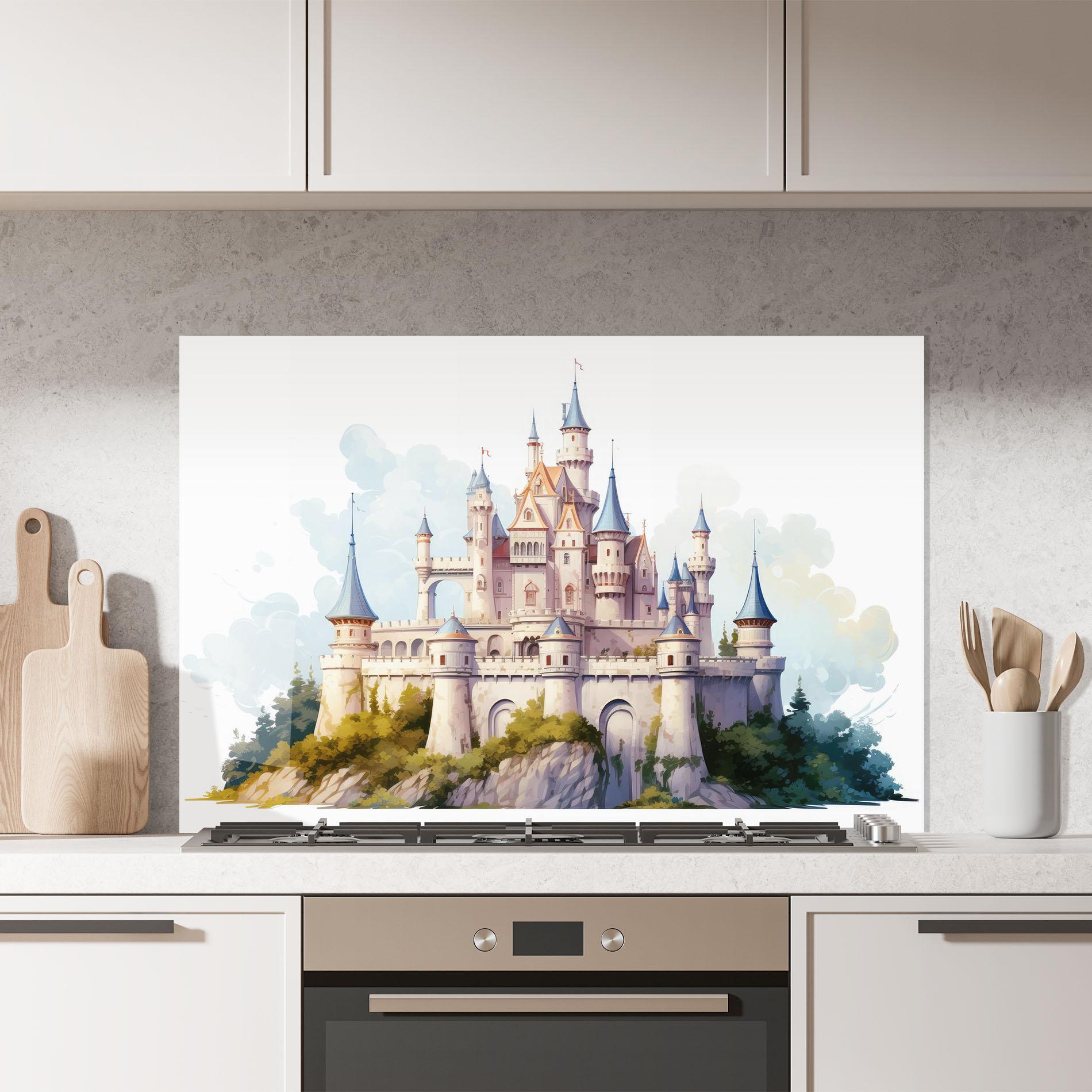 Küchenrückwand Glas Illustration Castle mockup 7