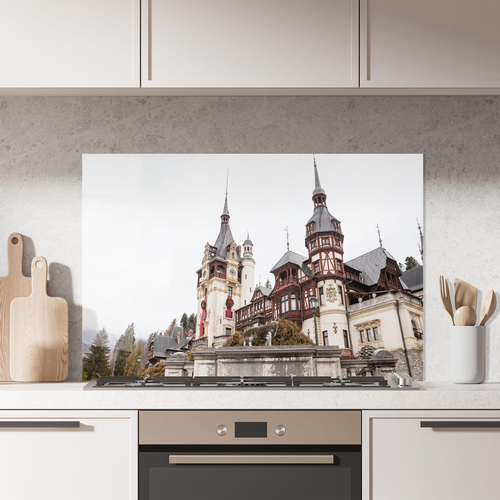 Küchenrückwand Glas Medieval Castle Sinaia mockup 7
