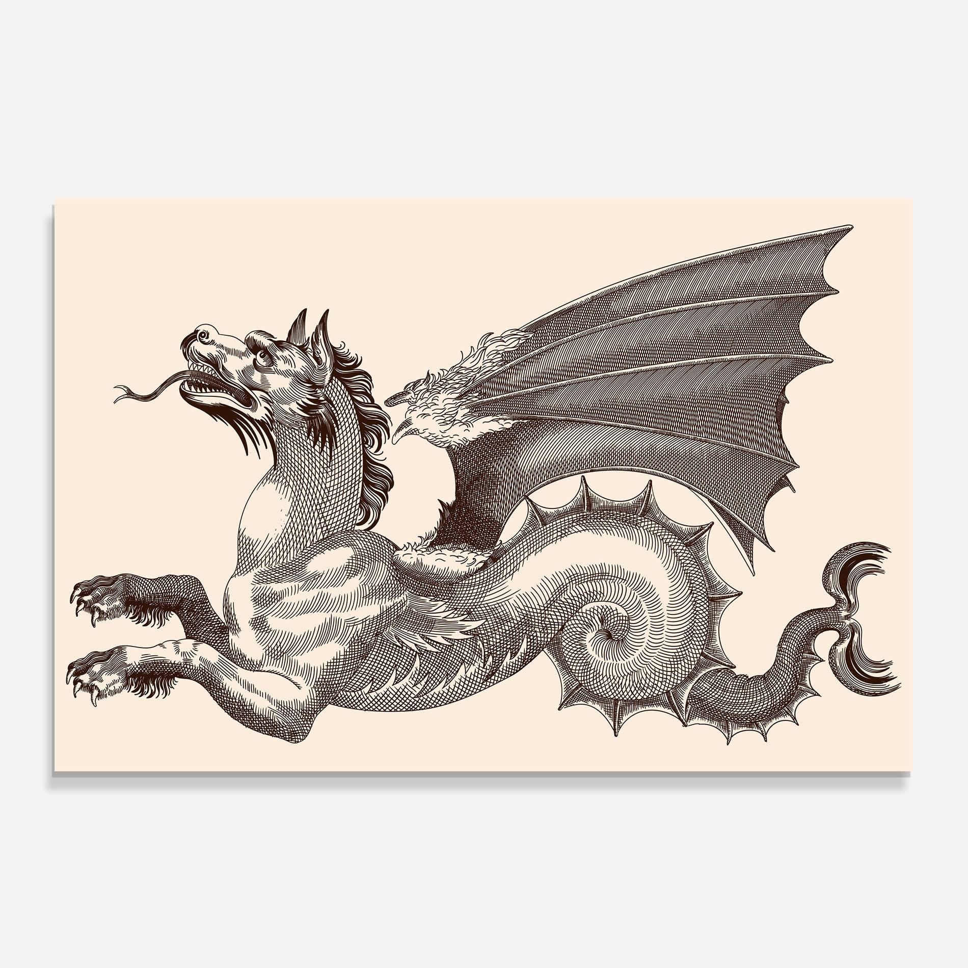 Küchenrückwand Glas Brown Dragon mockup 0