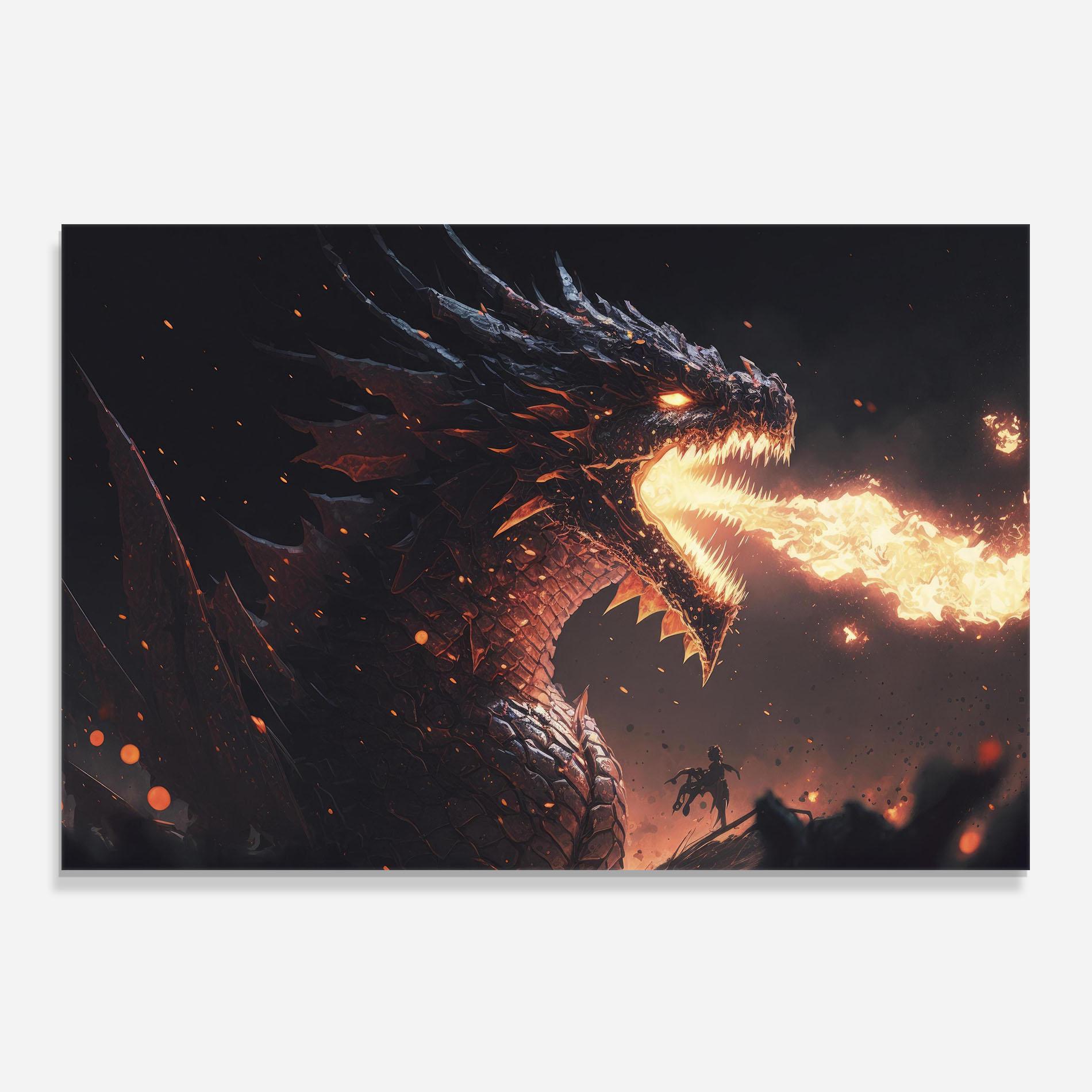 Küchenrückwand Glas Fire Explosion Dragon mockup 0