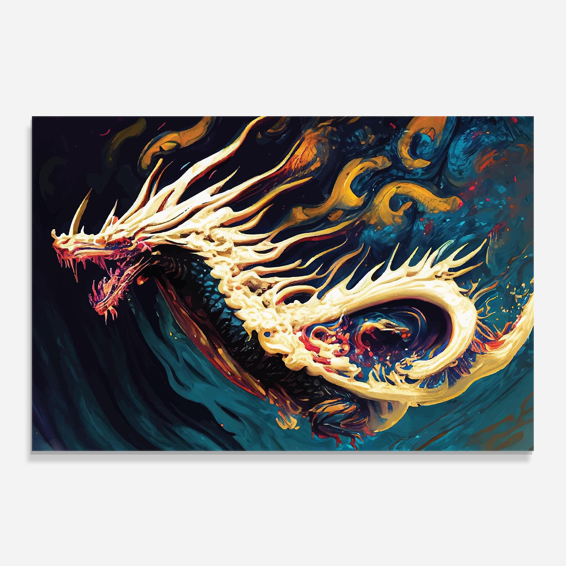 Küchenrückwand Glas Flying Acrylic Dragon mockup 0