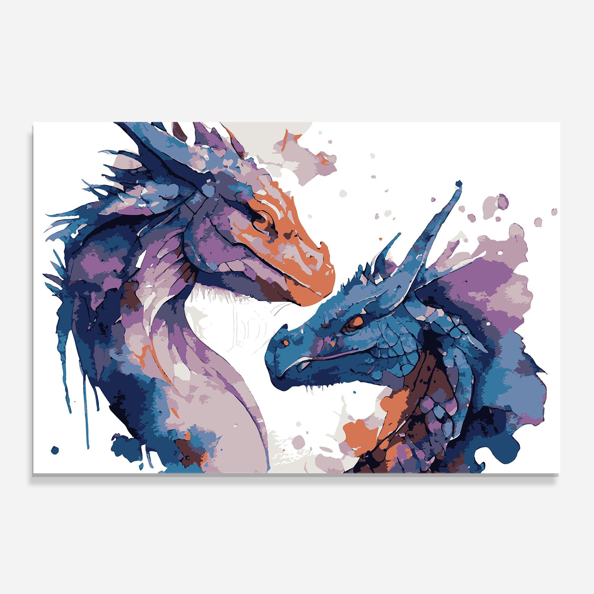 Küchenrückwand Glas Purple Cute Dragon mockup 0