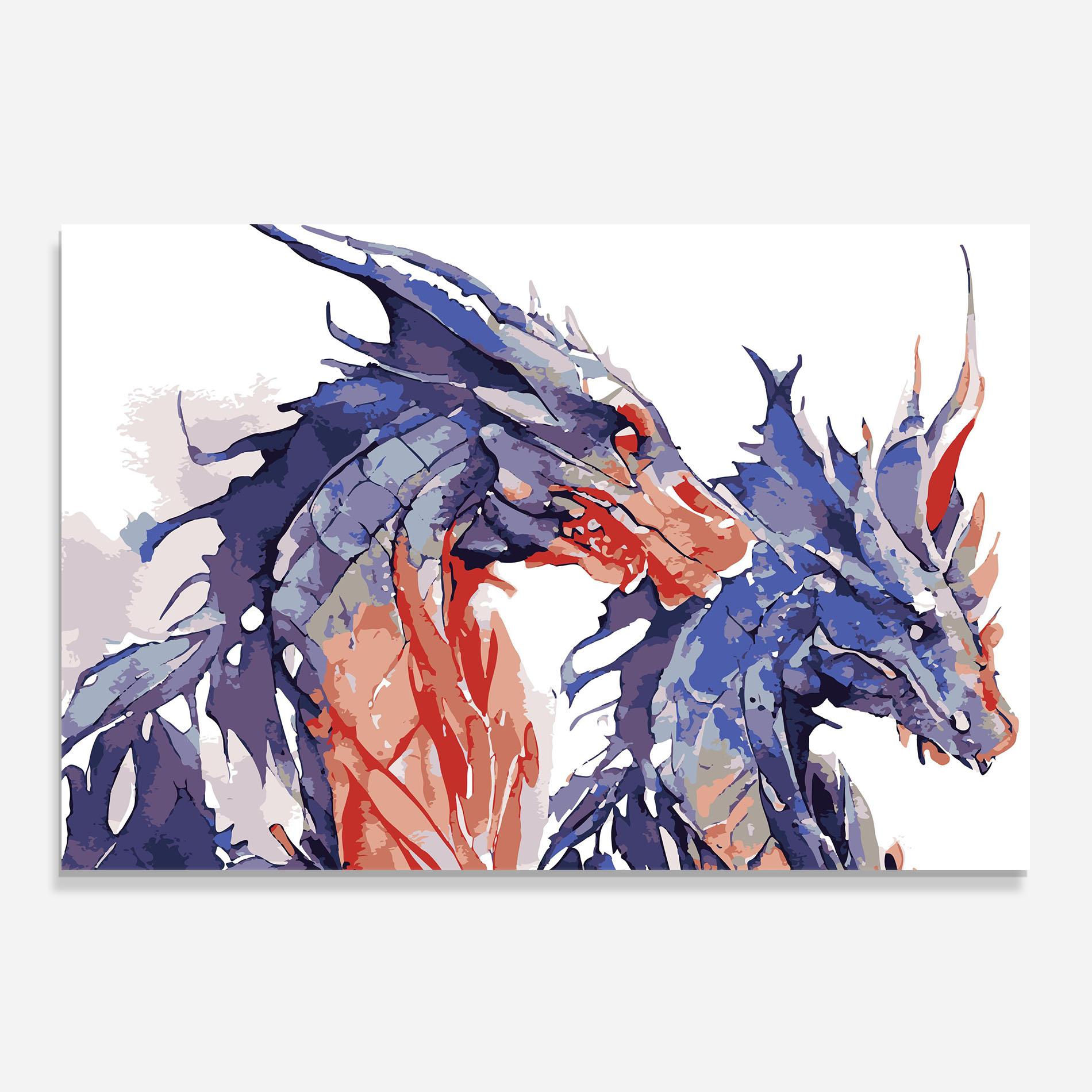 Küchenrückwand Glas Purple Orange Dragon mockup 0