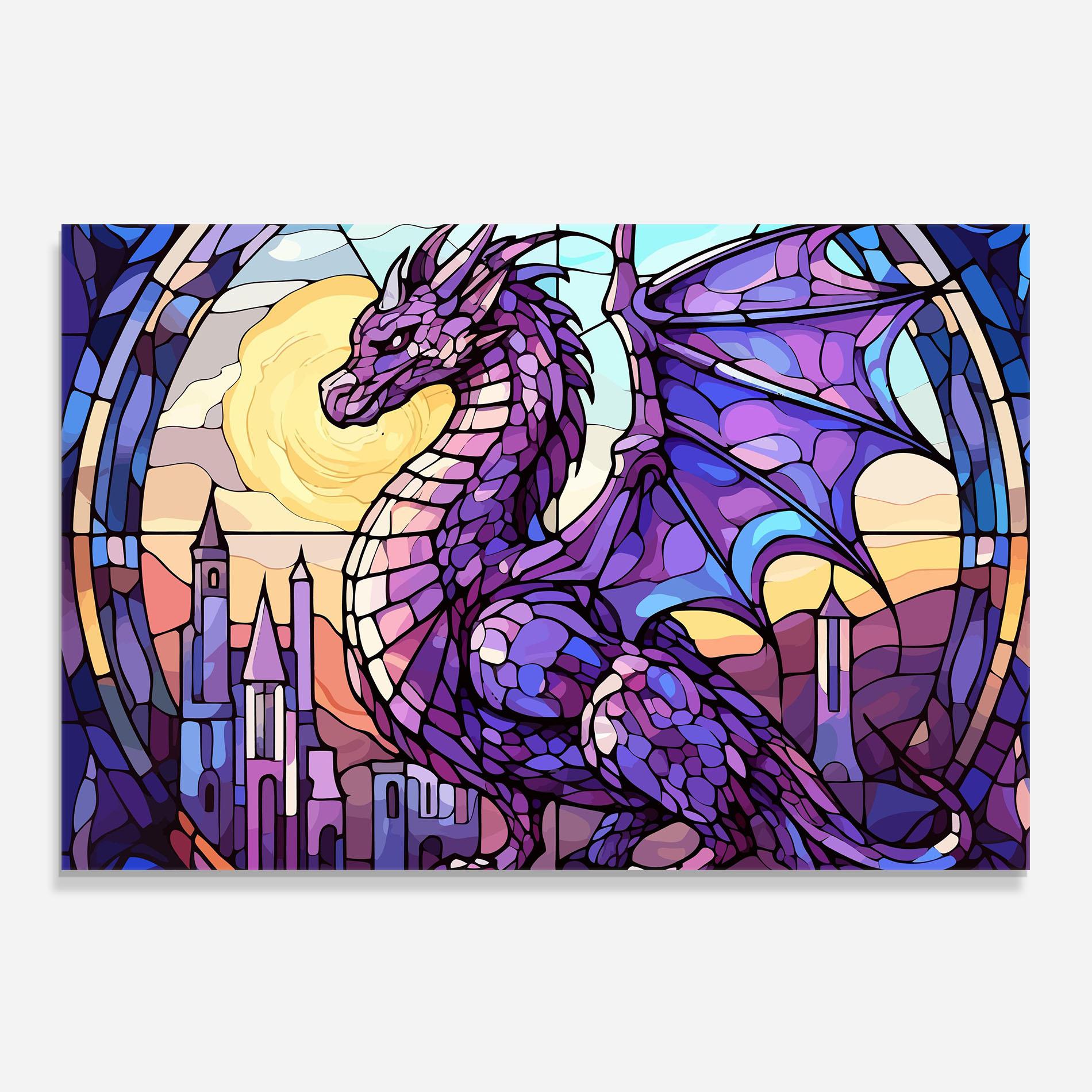 Küchenrückwand Glas Purple Pretty Dragon mockup 0