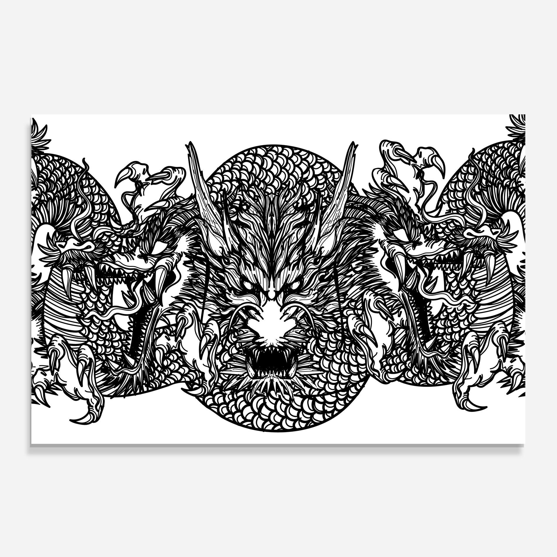 Küchenrückwand Glas Three Heads Dragon mockup 0