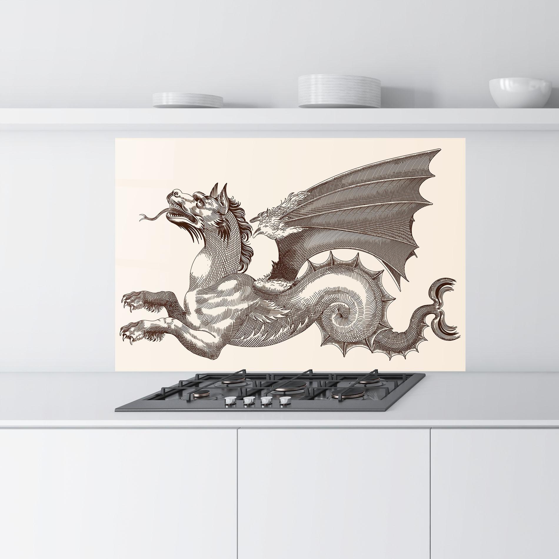 Küchenrückwand Glas Brown Dragon mockup 9