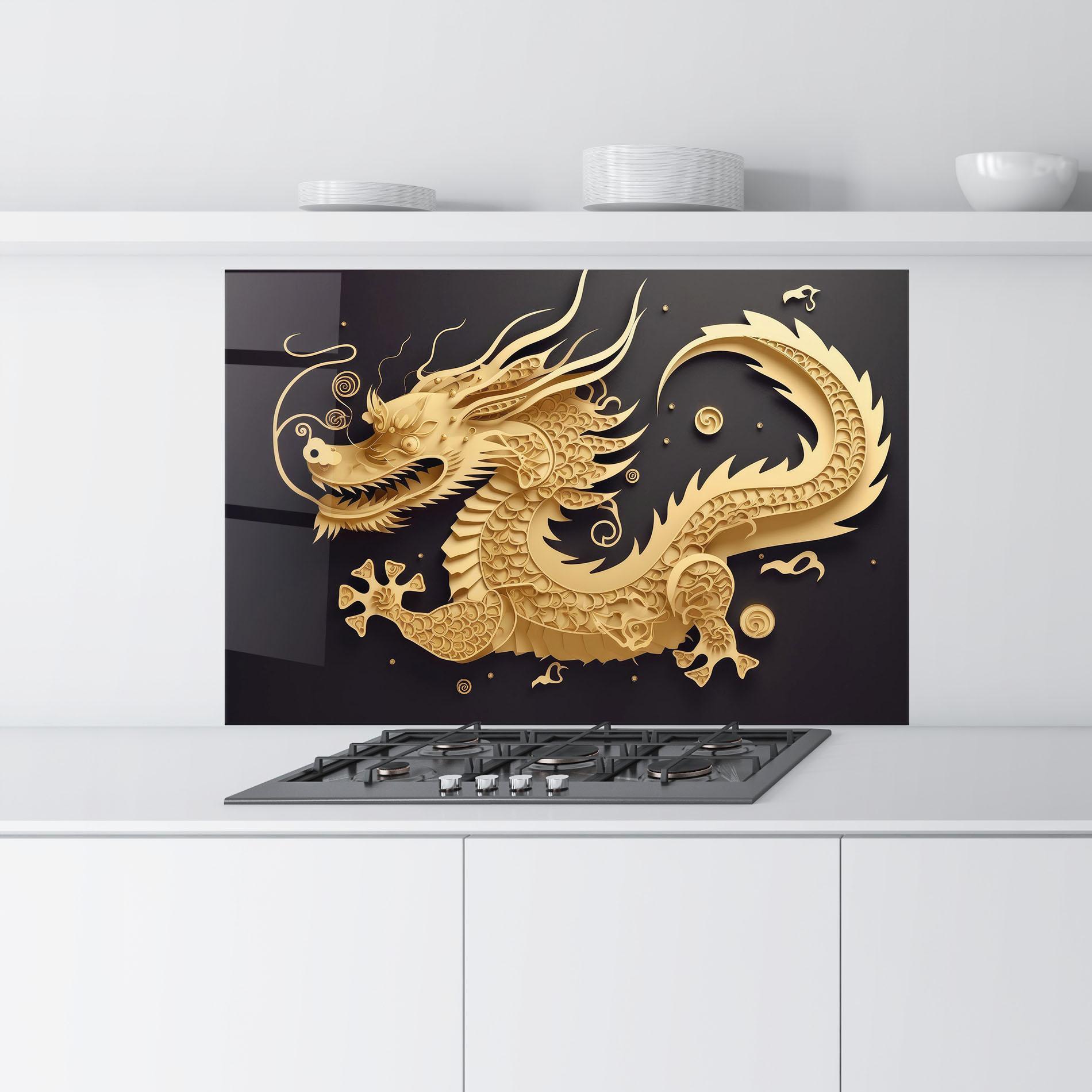 Küchenrückwand Glas Dragon Zodiac Sign mockup 9