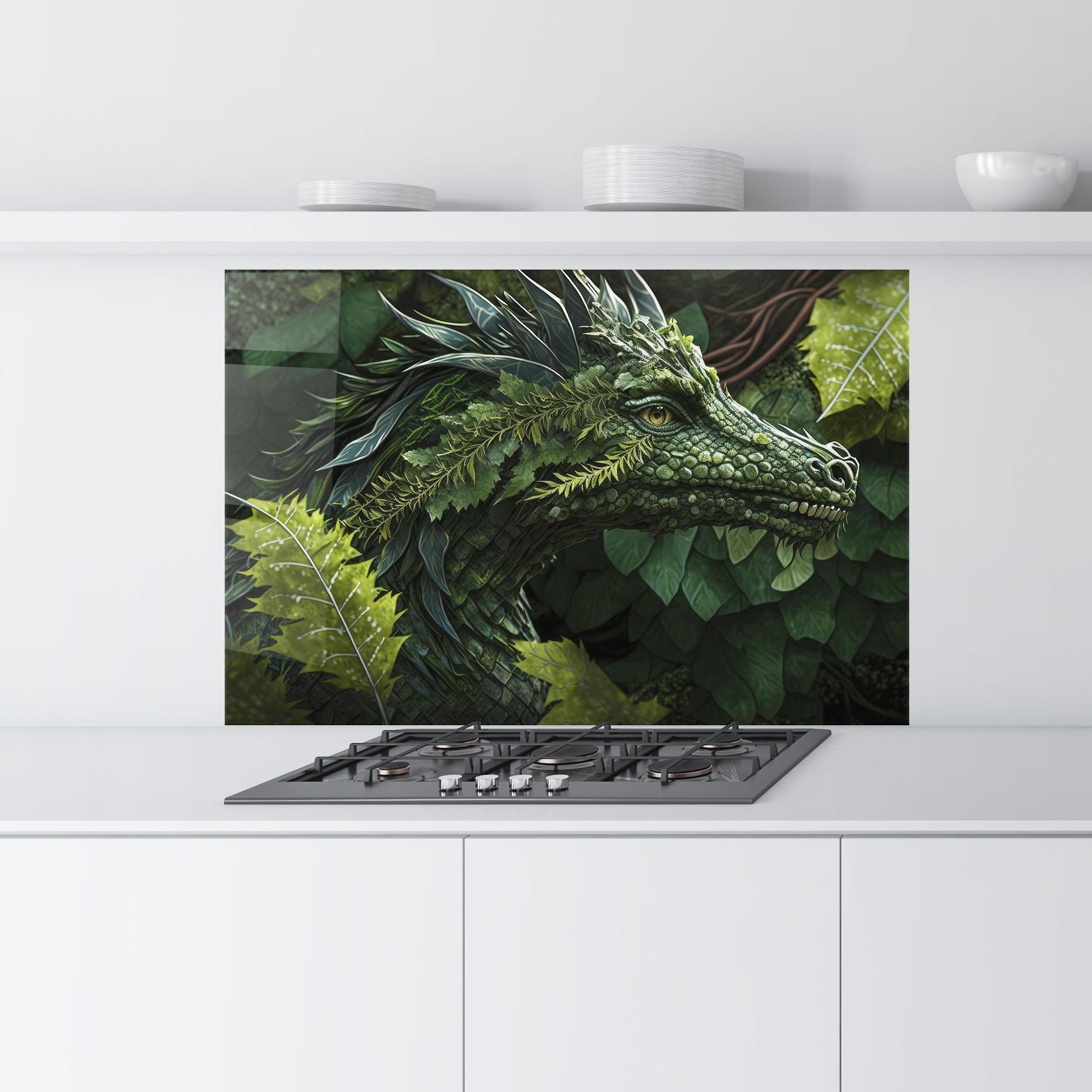 Küchenrückwand Glas Forest Dragon mockup 9
