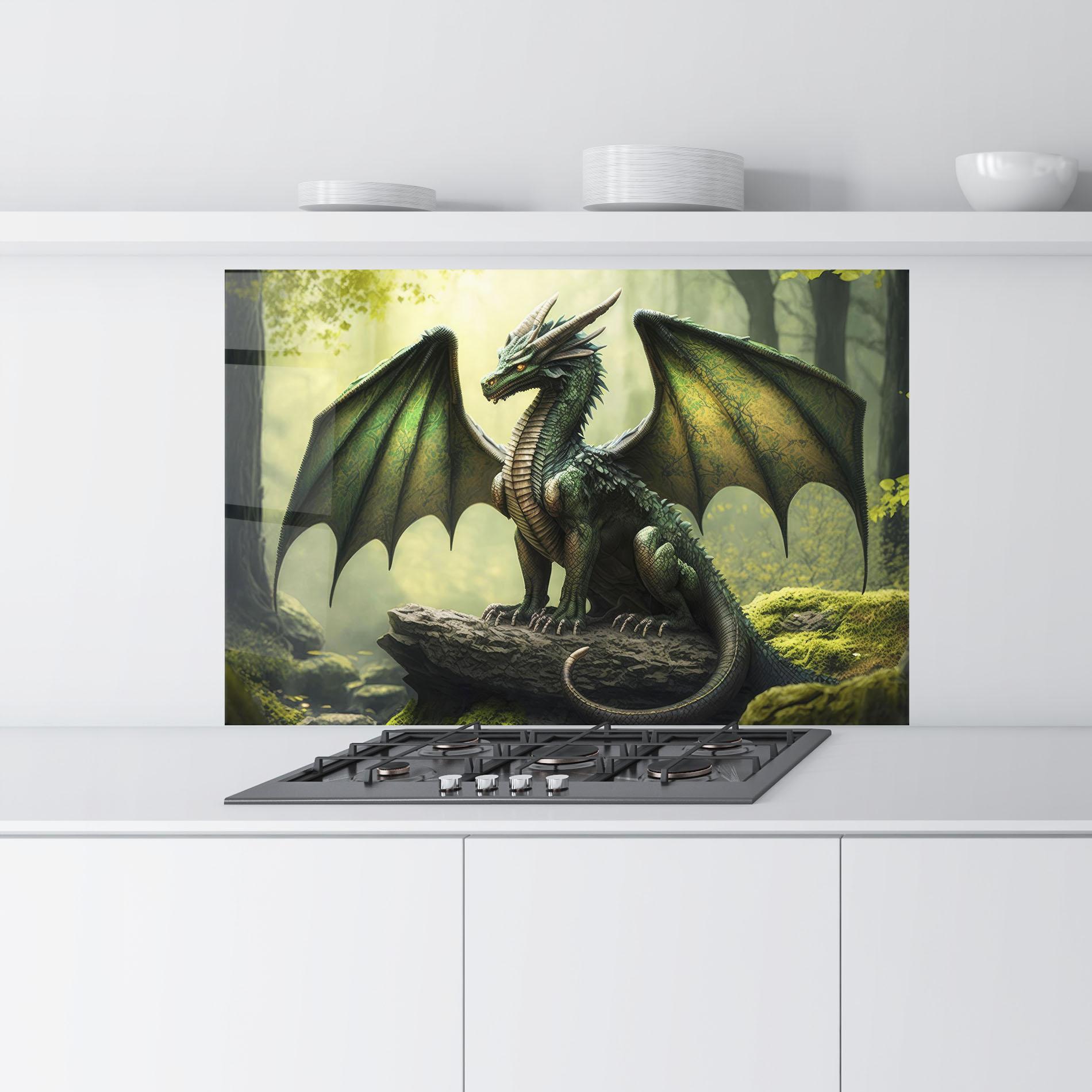 Küchenrückwand Glas Green Dragon mockup 9