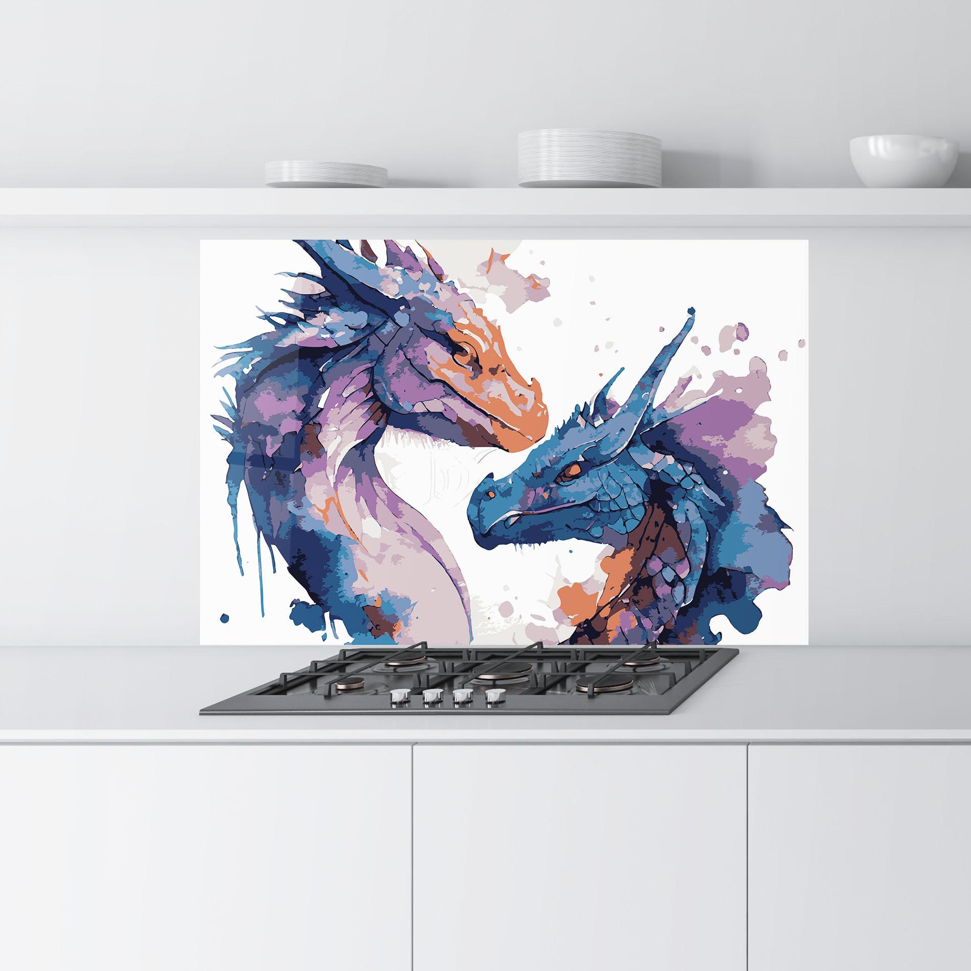 Küchenrückwand Glas Purple Cute Dragon mockup 9