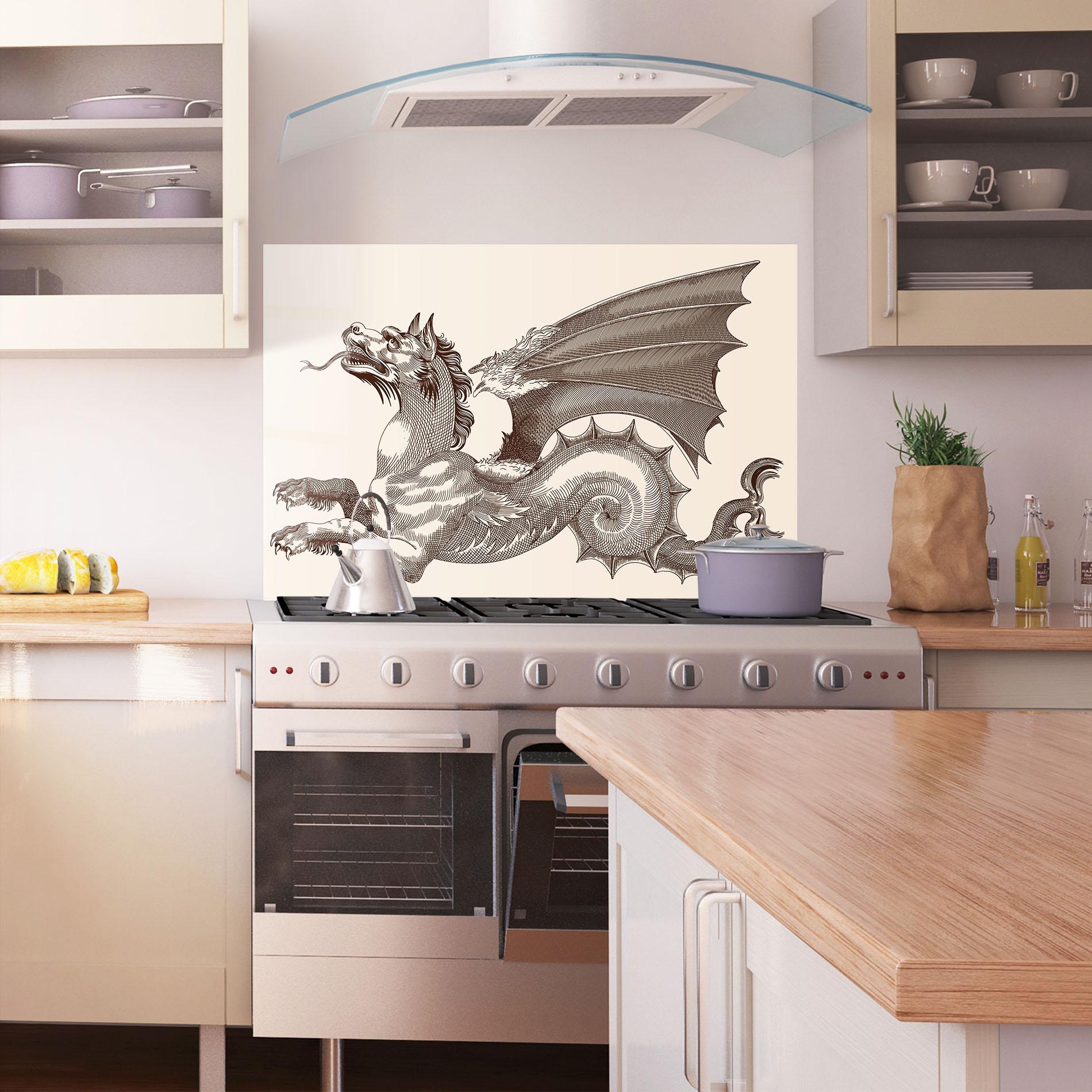 Küchenrückwand Glas Brown Dragon mockup 1