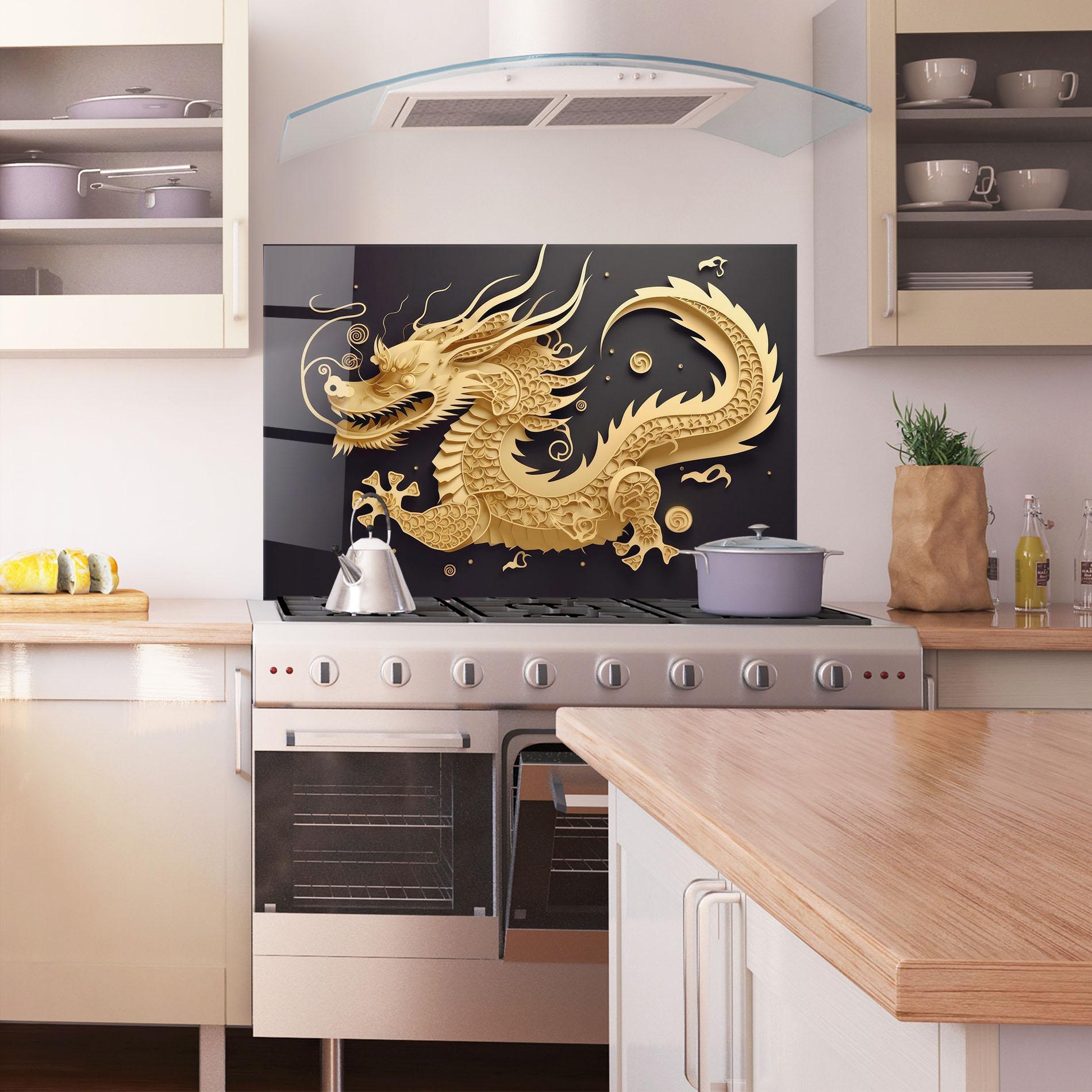 Küchenrückwand Glas Dragon Zodiac Sign mockup 1
