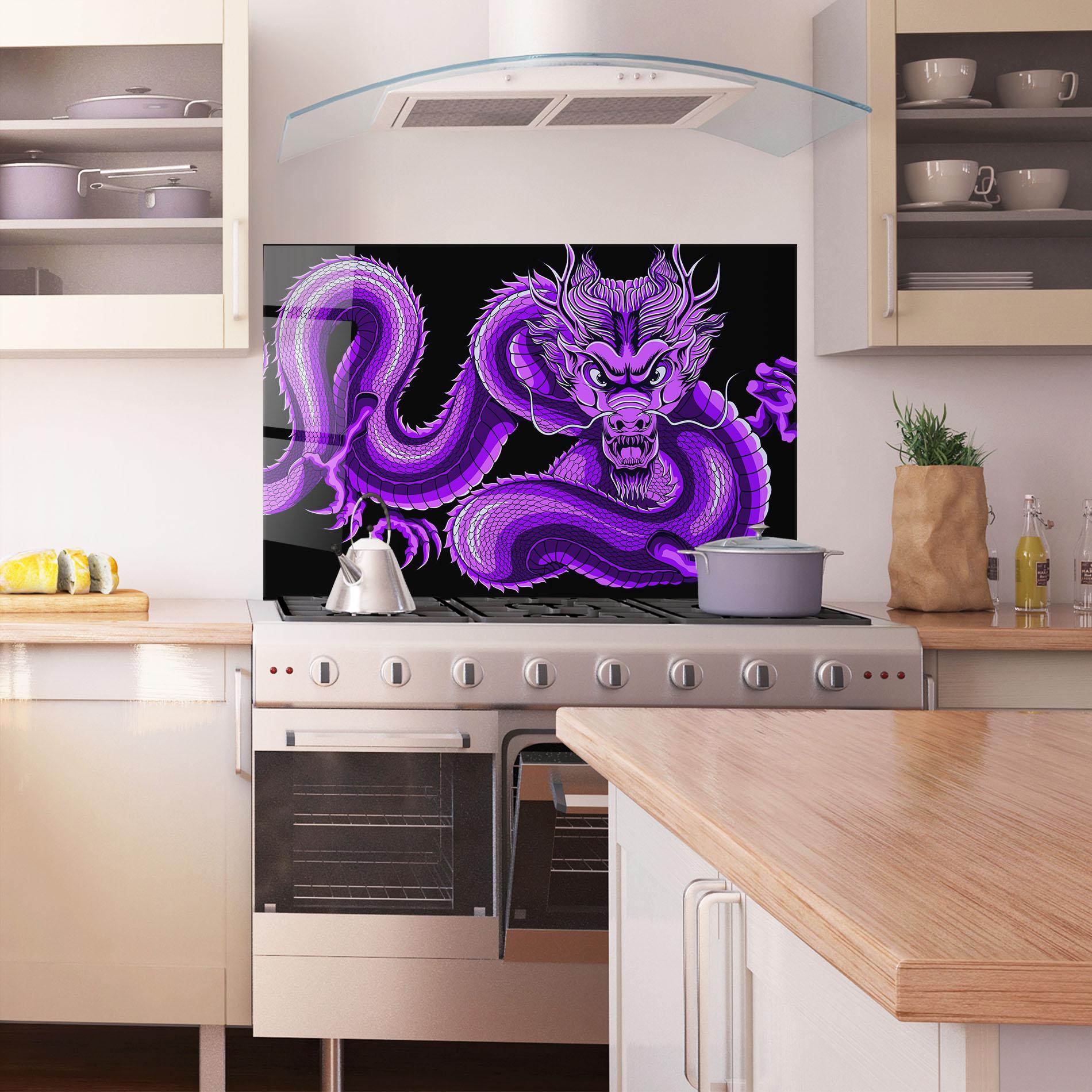 Küchenrückwand Glas Purple Dragon mockup 1